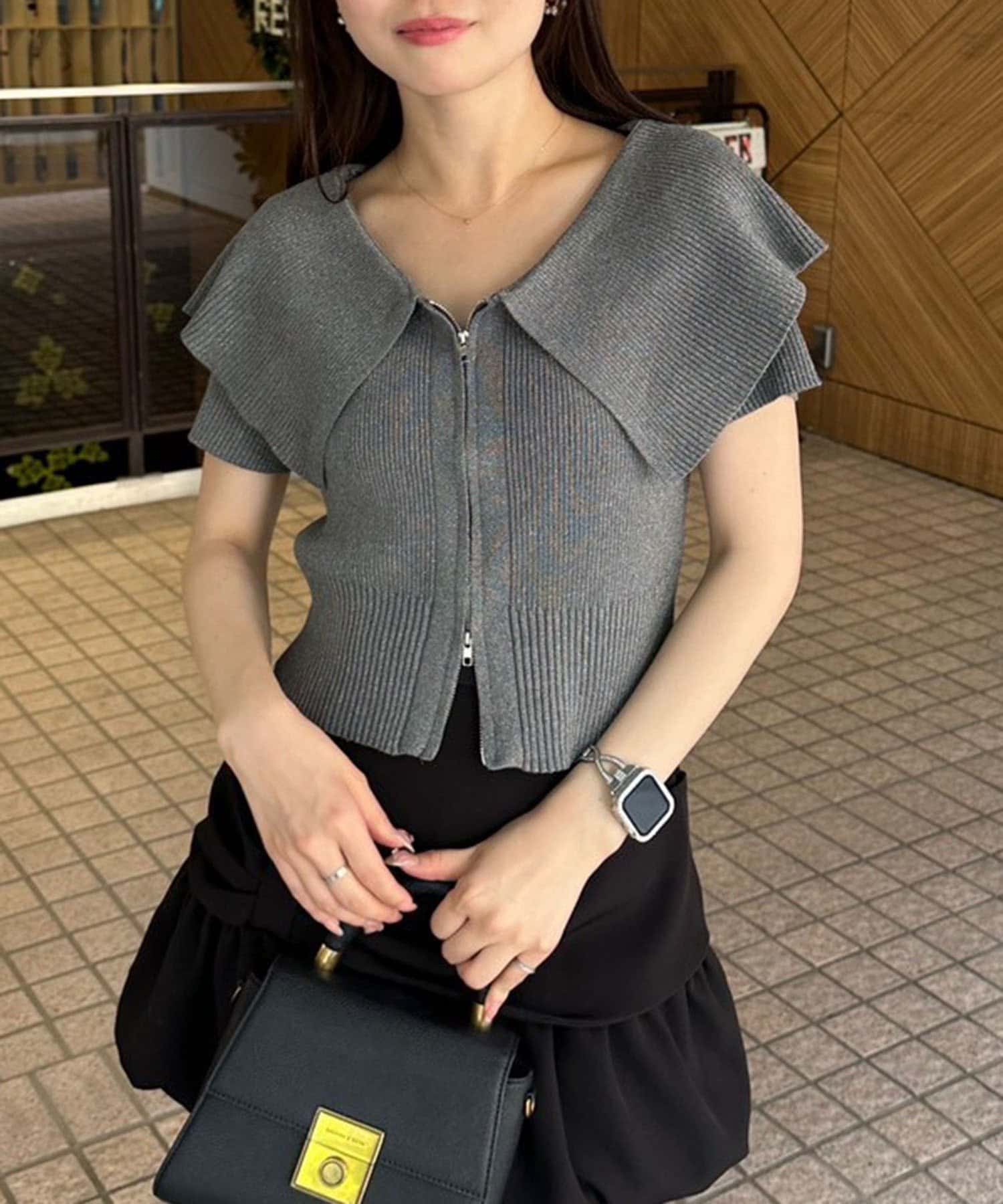 NICE CLAUP / OLIVE des OLIVE OUTLET(ナイスクラップ  / オリーブ デ オリーブ アウトレット) 【RMAF】BIG衿ZIPカーディガン