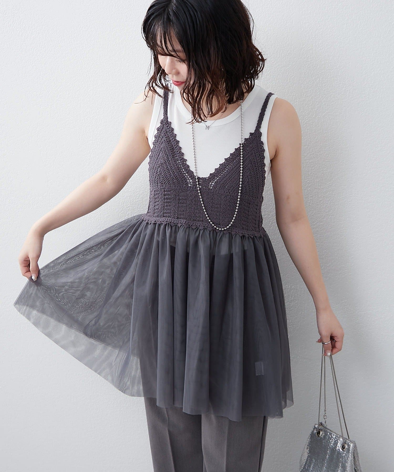 Remind me and forever(リマインドミーアンドフォーエバー) 【いつものコーデにプラスしたい】かぎ針チュールチュニック