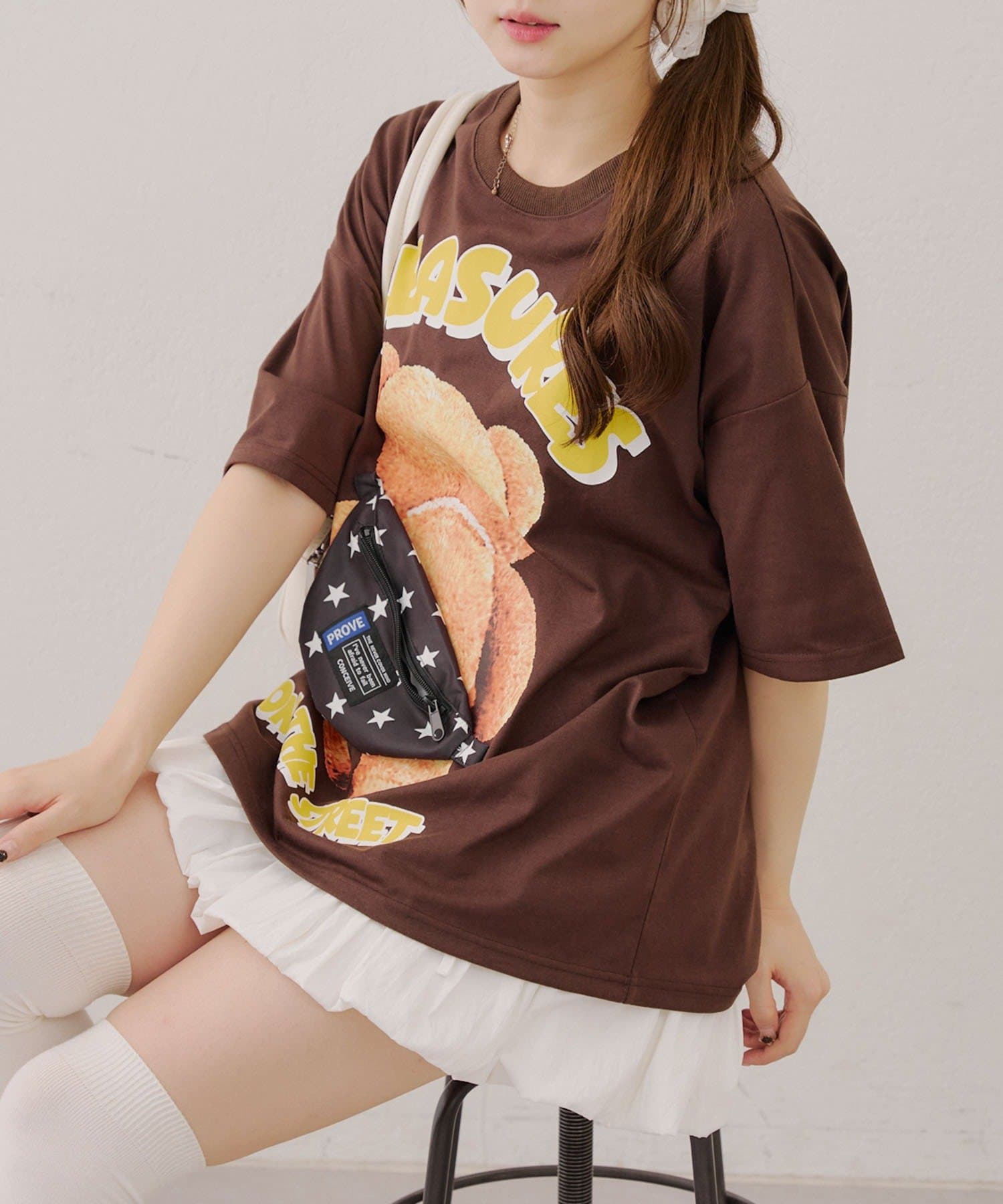 NICE CLAUP / OLIVE des OLIVE OUTLET(ナイスクラップ  / オリーブ デ オリーブ アウトレット) 【RMAF】くまポーチ付Tシャツ