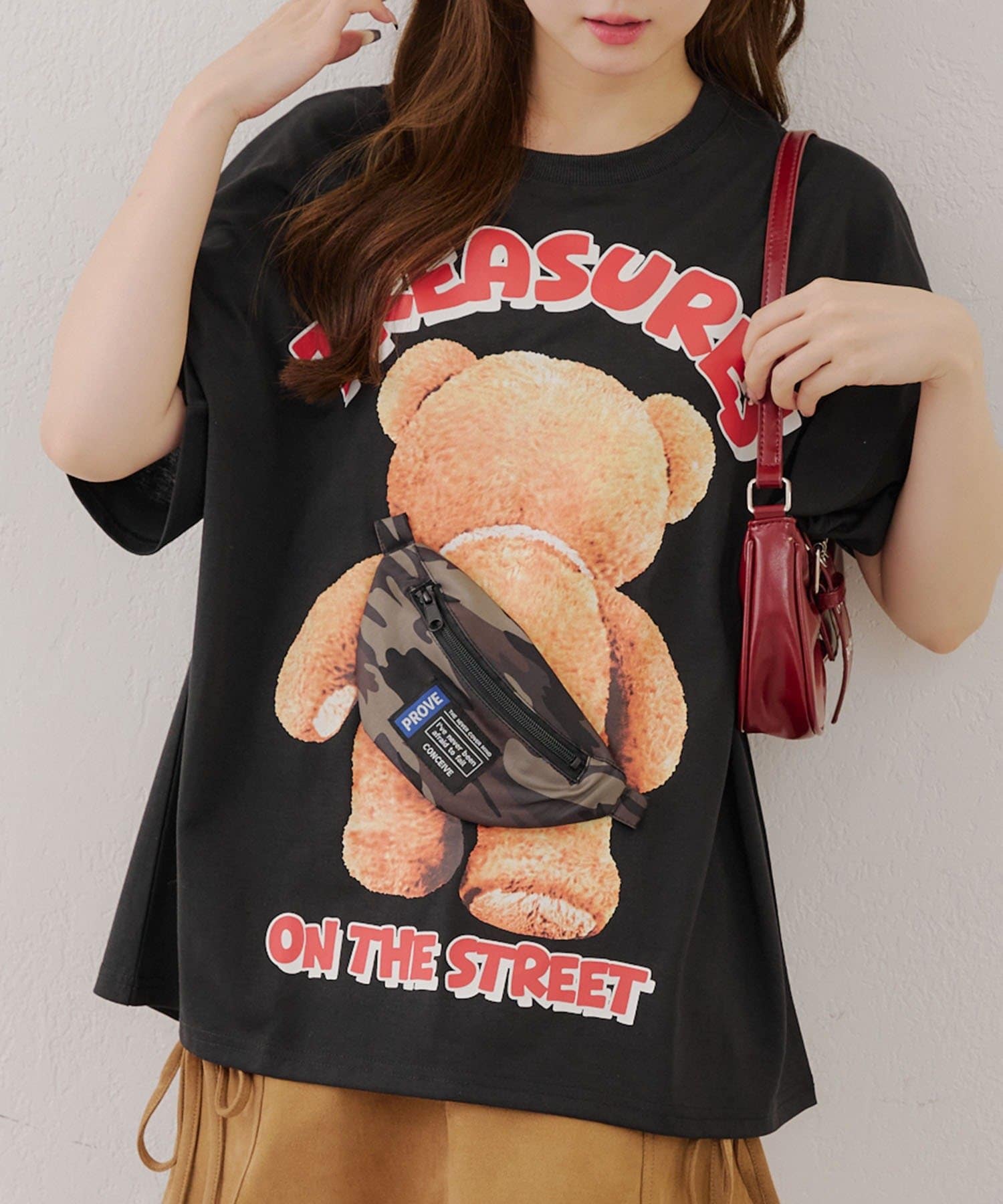 NICE CLAUP / OLIVE des OLIVE OUTLET(ナイスクラップ  / オリーブ デ オリーブ アウトレット) 【RMAF】くまポーチ付Tシャツ