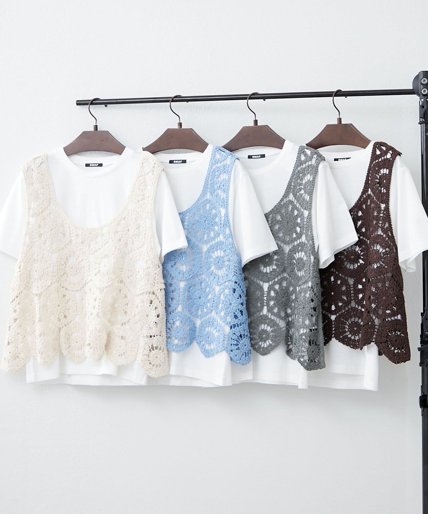 NICE CLAUP / OLIVE des OLIVE OUTLET(ナイスクラップ  / オリーブ デ オリーブ アウトレット) ２枚セット【RMAF】かぎ針ベスト+Tシャツ