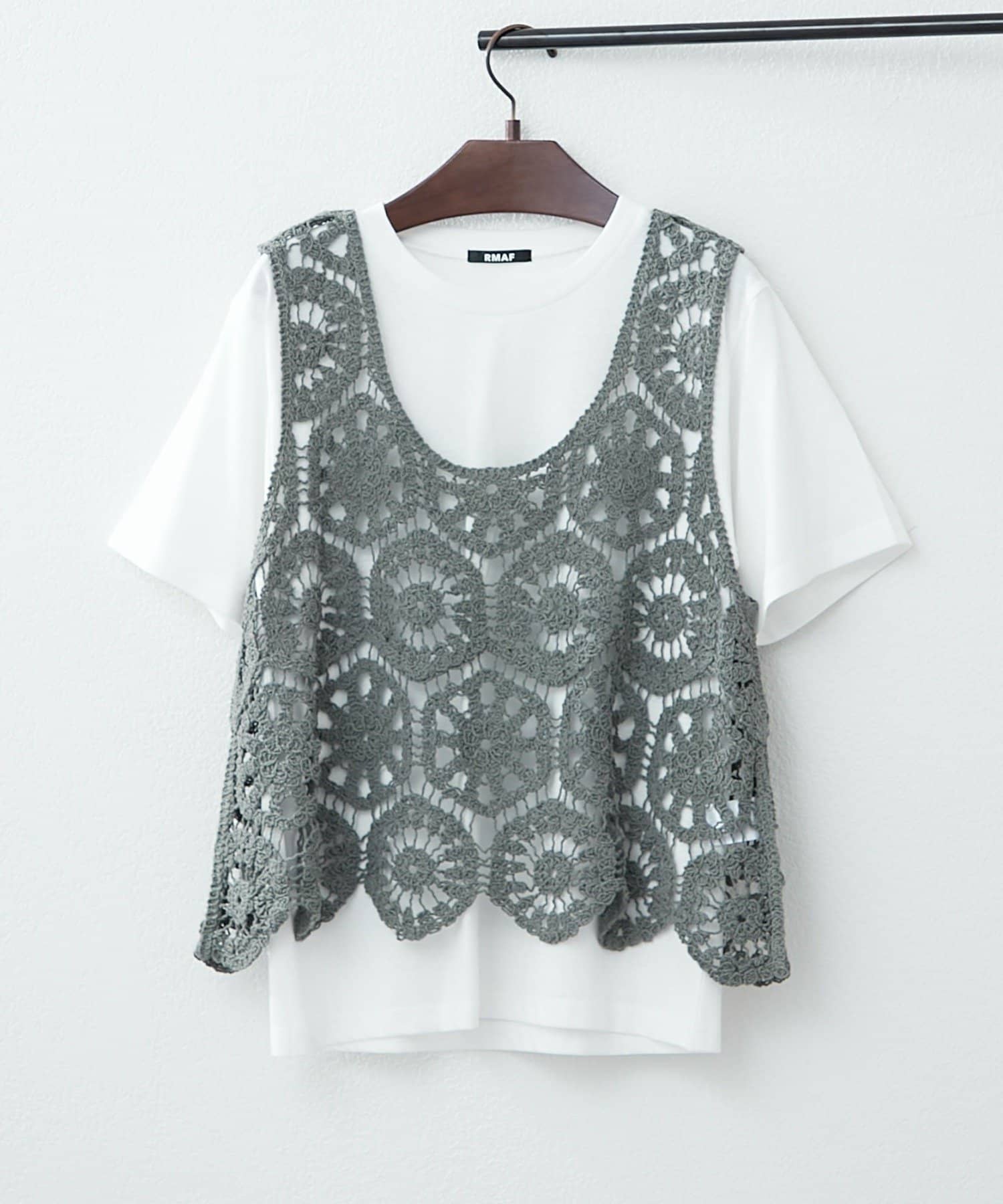 NICE CLAUP / OLIVE des OLIVE OUTLET(ナイスクラップ  / オリーブ デ オリーブ アウトレット) ２枚セット【RMAF】かぎ針ベスト+Tシャツ