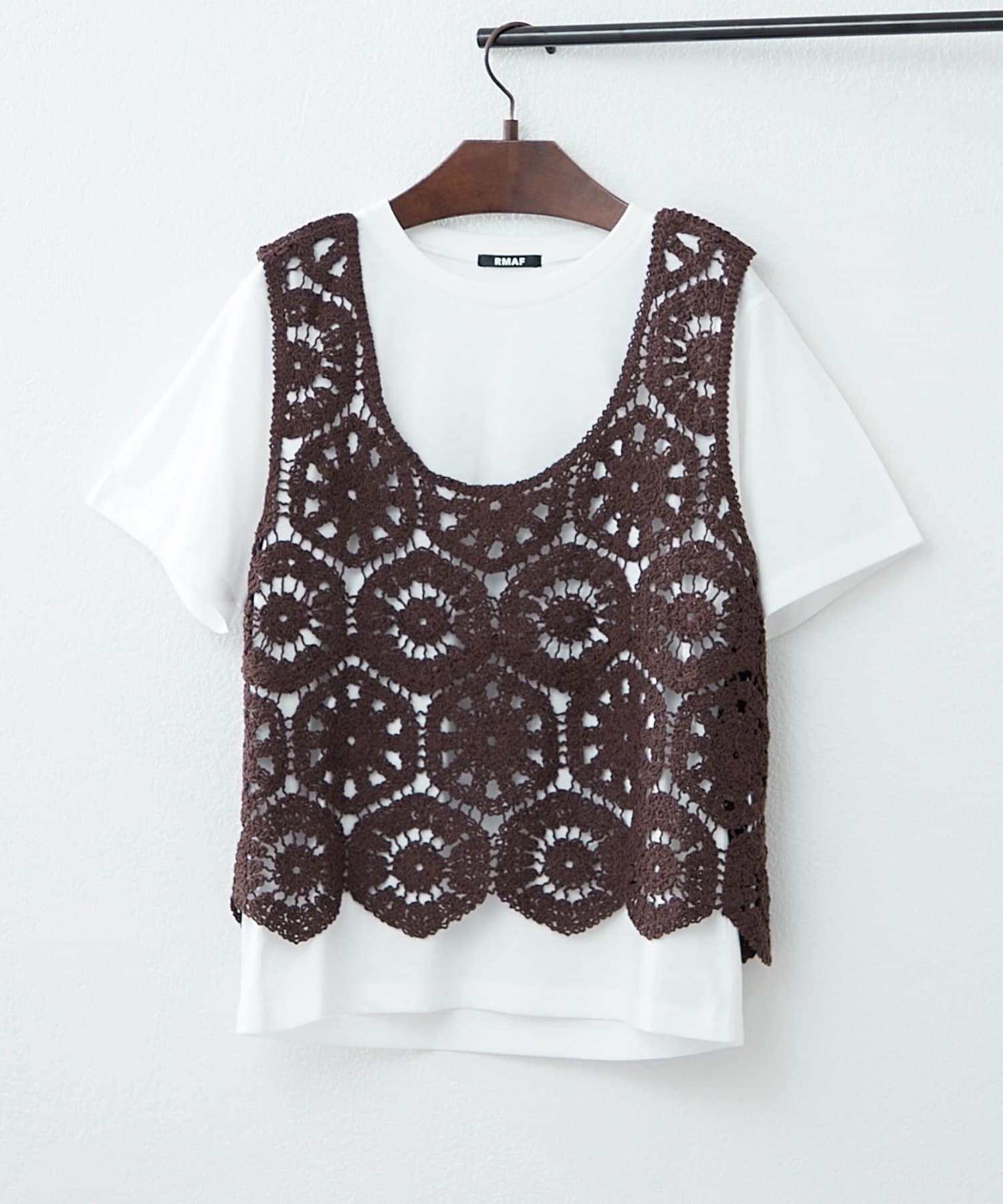 NICE CLAUP / OLIVE des OLIVE OUTLET(ナイスクラップ  / オリーブ デ オリーブ アウトレット) ２枚セット【RMAF】かぎ針ベスト+Tシャツ