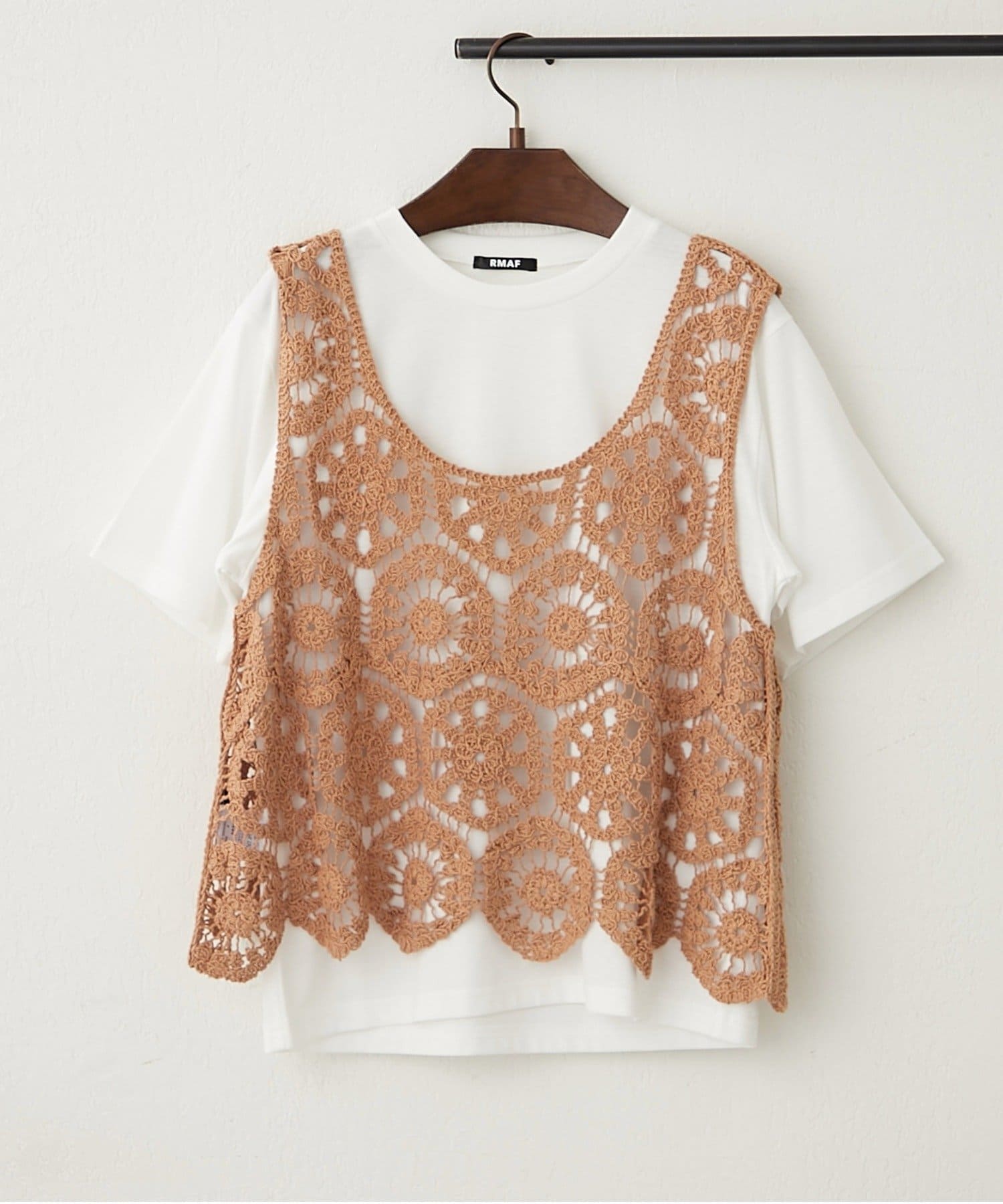 NICE CLAUP / OLIVE des OLIVE OUTLET(ナイスクラップ  / オリーブ デ オリーブ アウトレット) ２枚セット【RMAF】かぎ針ベスト+Tシャツ