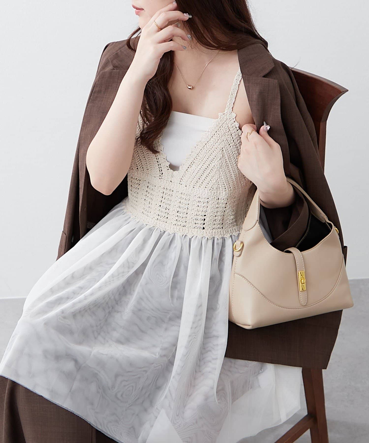 NICE CLAUP / OLIVE des OLIVE OUTLET(ナイスクラップ  / オリーブ デ オリーブ アウトレット) かぎ針×チュールチュニック