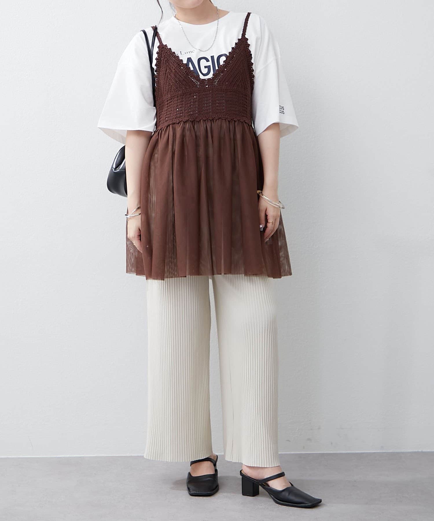 NICE CLAUP / OLIVE des OLIVE OUTLET(ナイスクラップ  / オリーブ デ オリーブ アウトレット) かぎ針×チュールチュニック