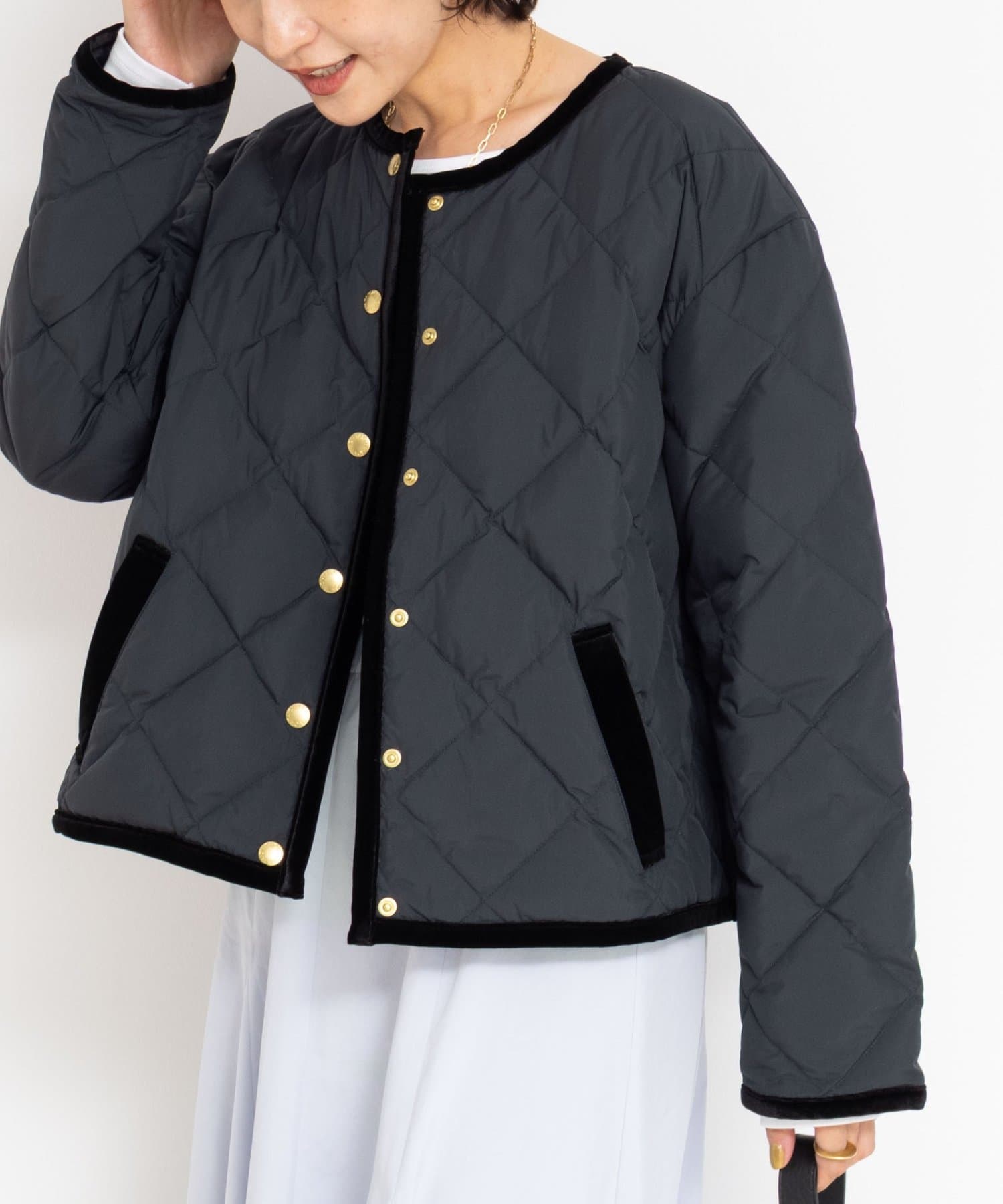 NOLLEY'S(ノーリーズ) 【TAION×LIMONTA】別注ベロアパイピングショートダウン