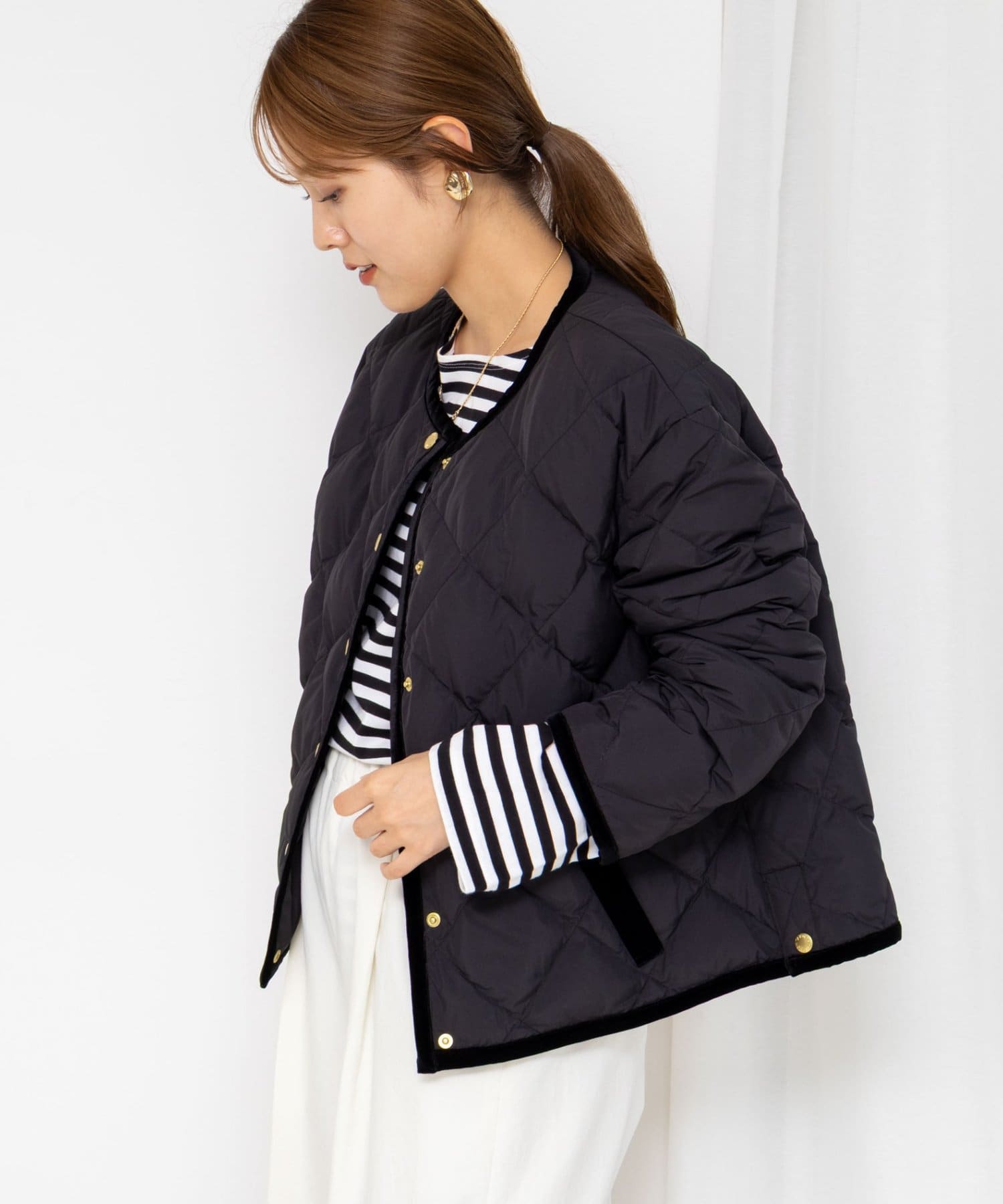 NOLLEY'S(ノーリーズ) 【TAION×LIMONTA】別注ベロアパイピングショートダウン