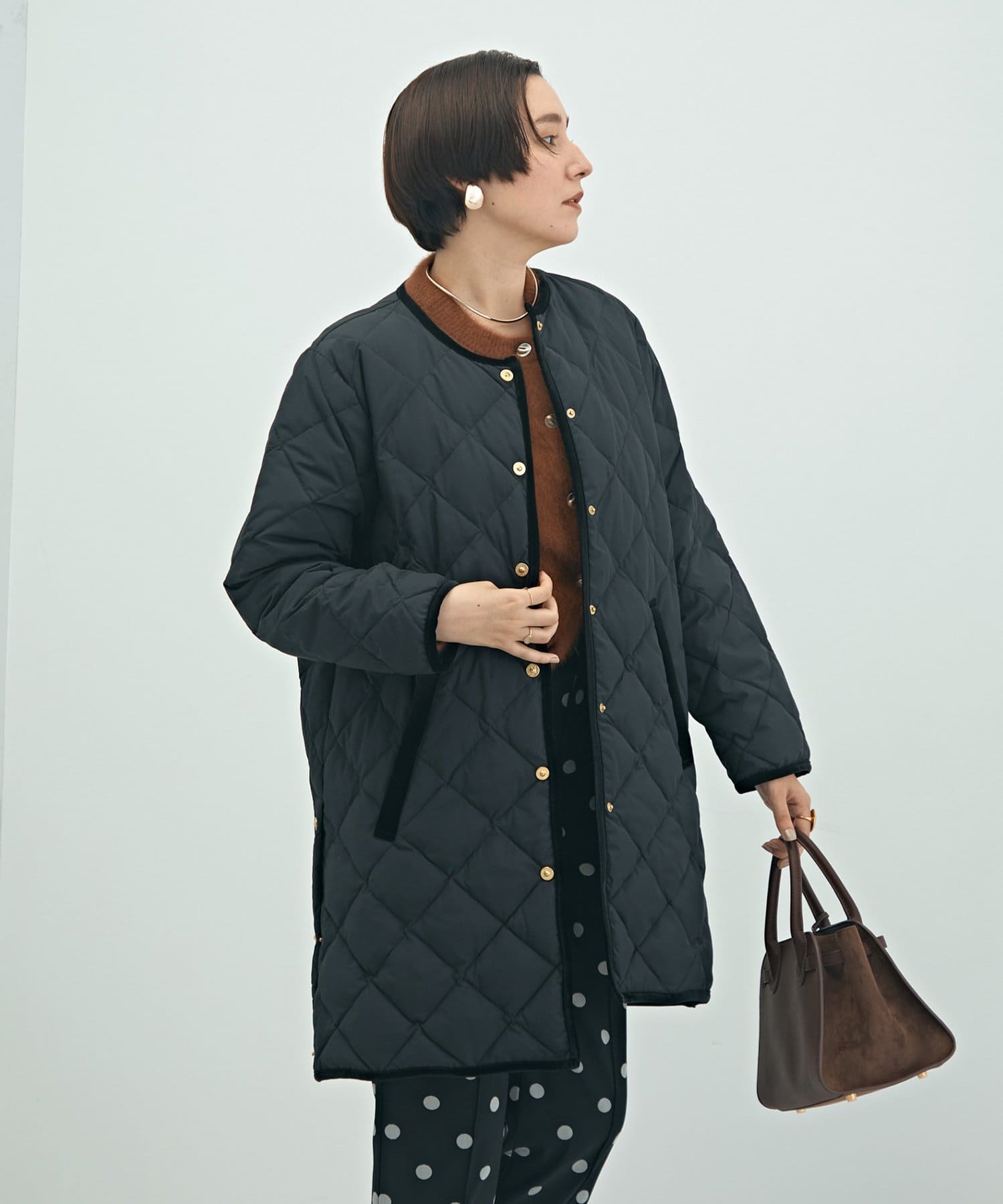 NOLLEY'S(ノーリーズ) 【TAION×LIMONTA】別注ベロアパイピングロングダウン
