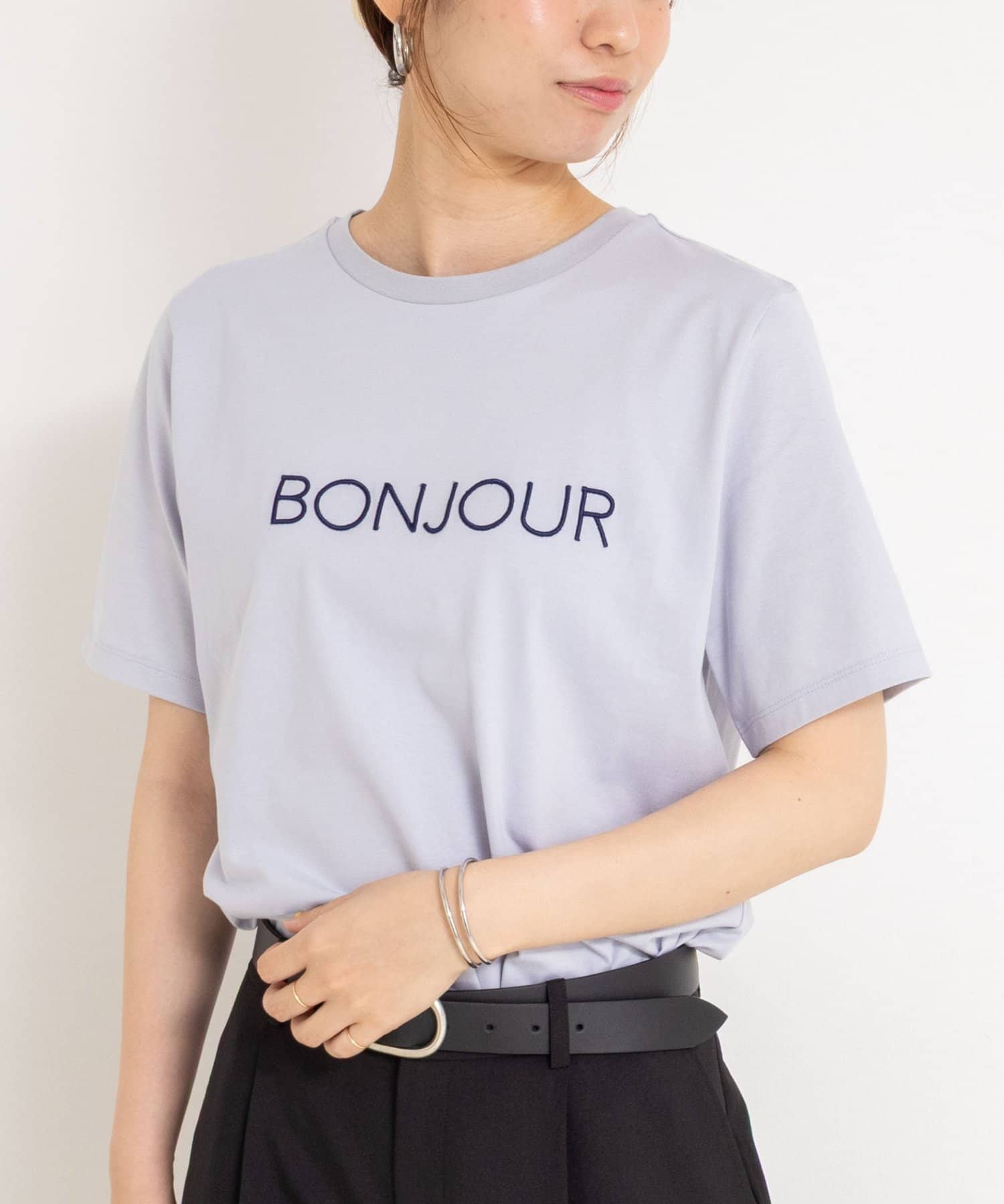 NOLLEY'S(ノーリーズ) BONJOUR刺繍Tシャツ