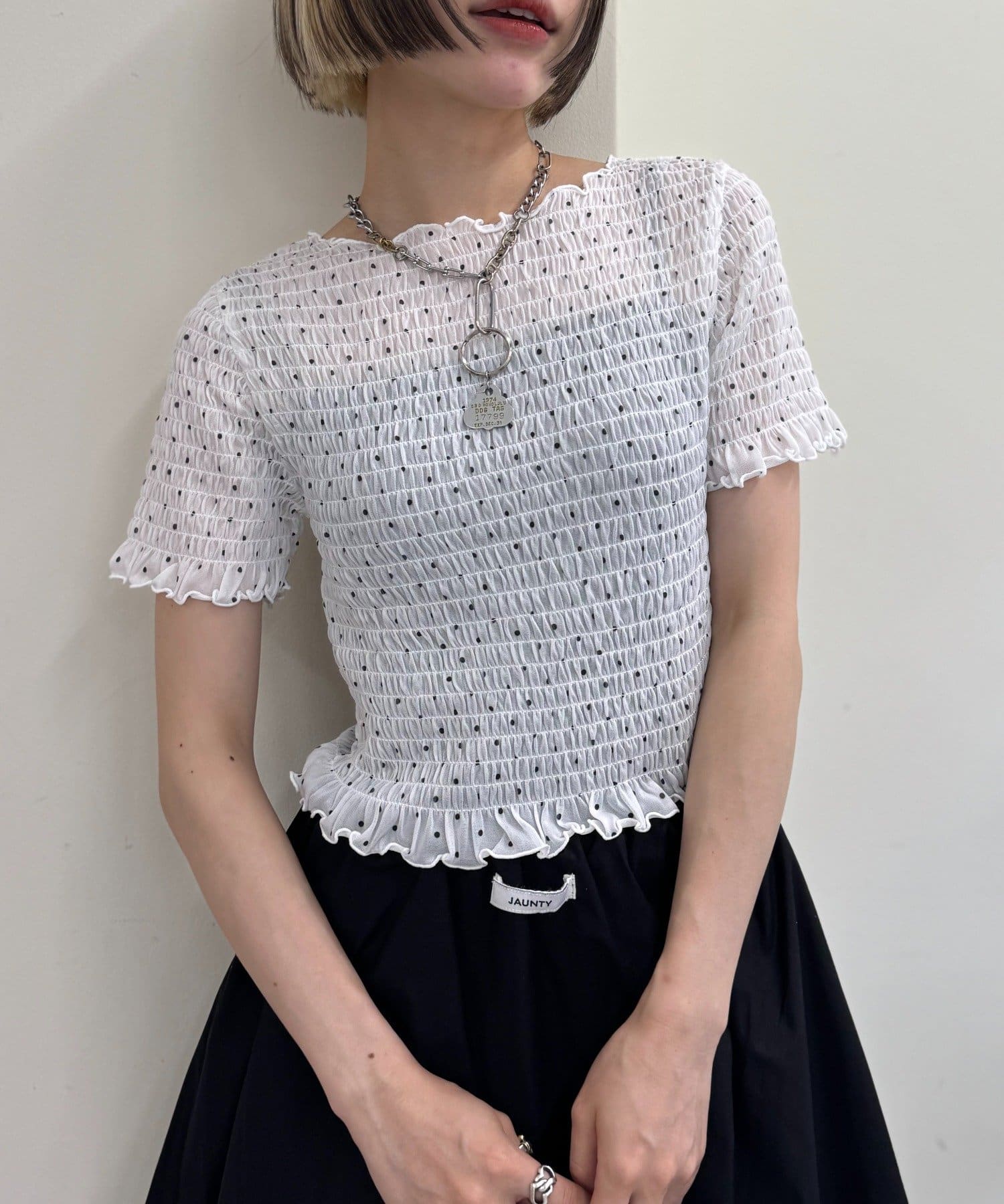 w closet(ダブルクローゼット) 【25AW】シャーリング柄アソートT
