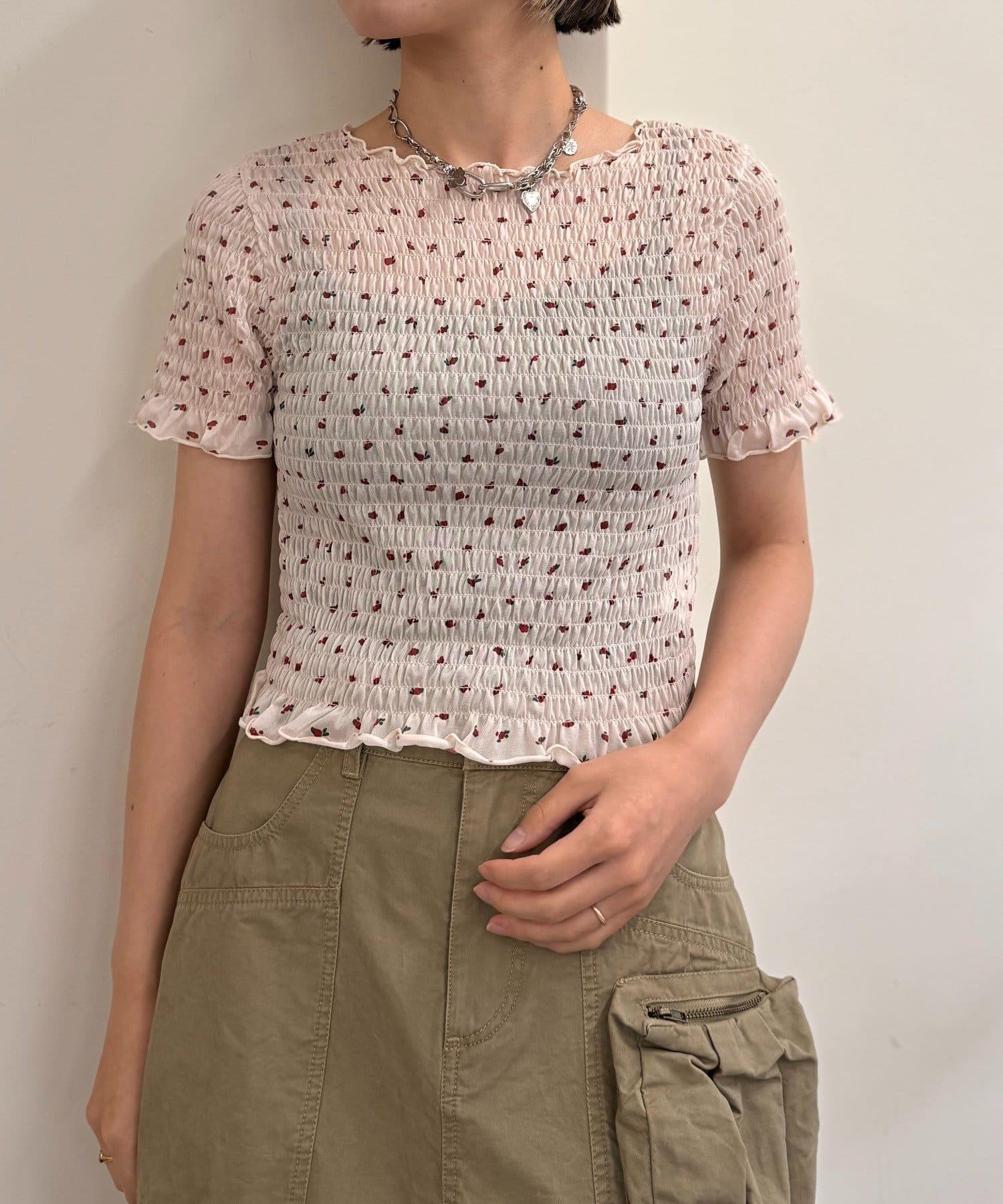 w closet(ダブルクローゼット) 【25AW】シャーリング柄アソートT