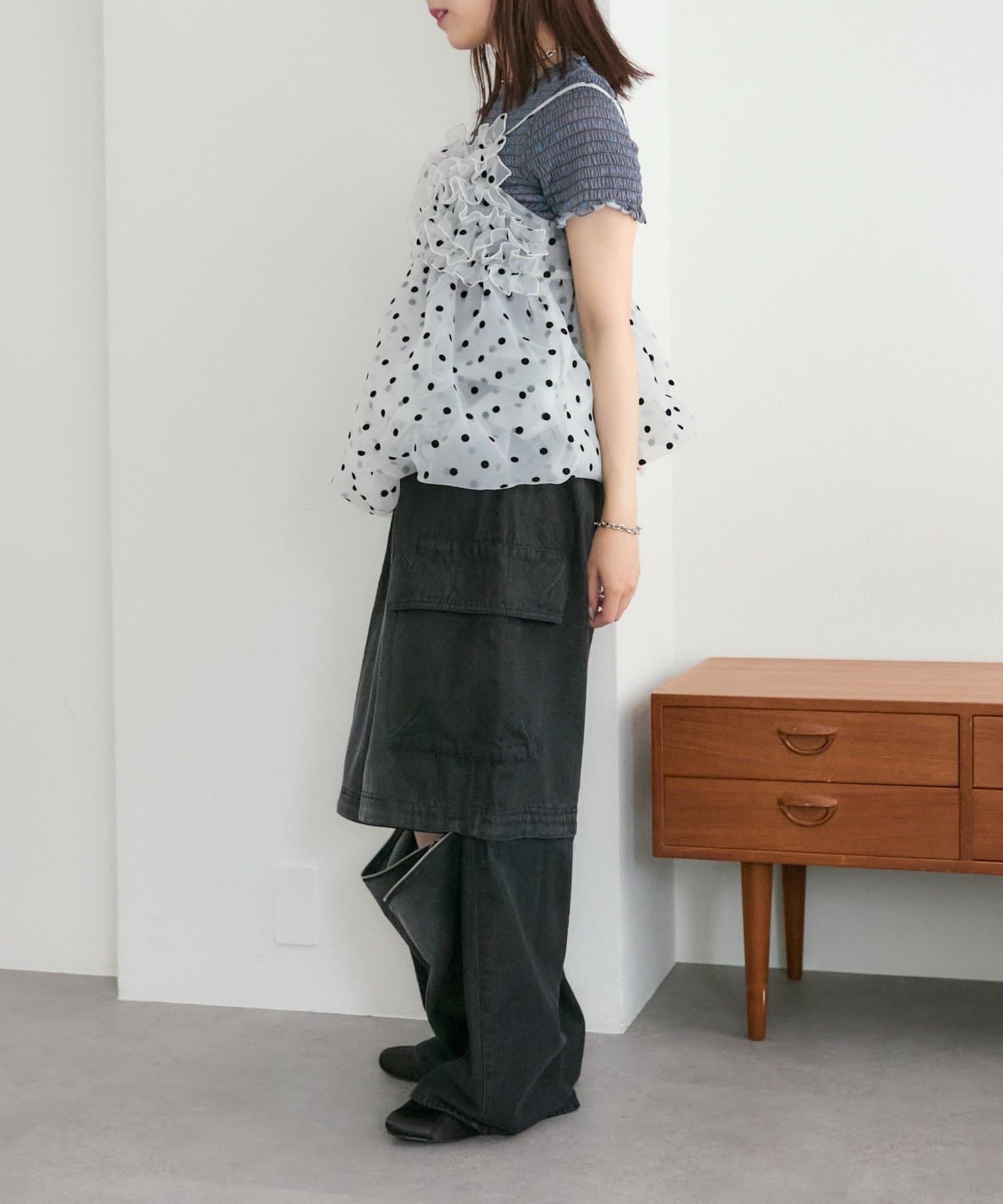 w closet(ダブルクローゼット) 【25AW】シャーリング柄アソートT