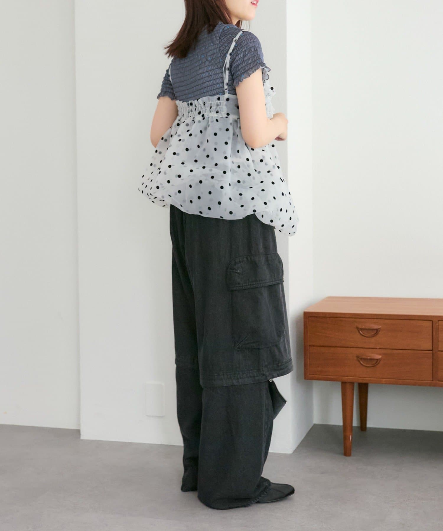 w closet(ダブルクローゼット) 【25AW】シャーリング柄アソートT