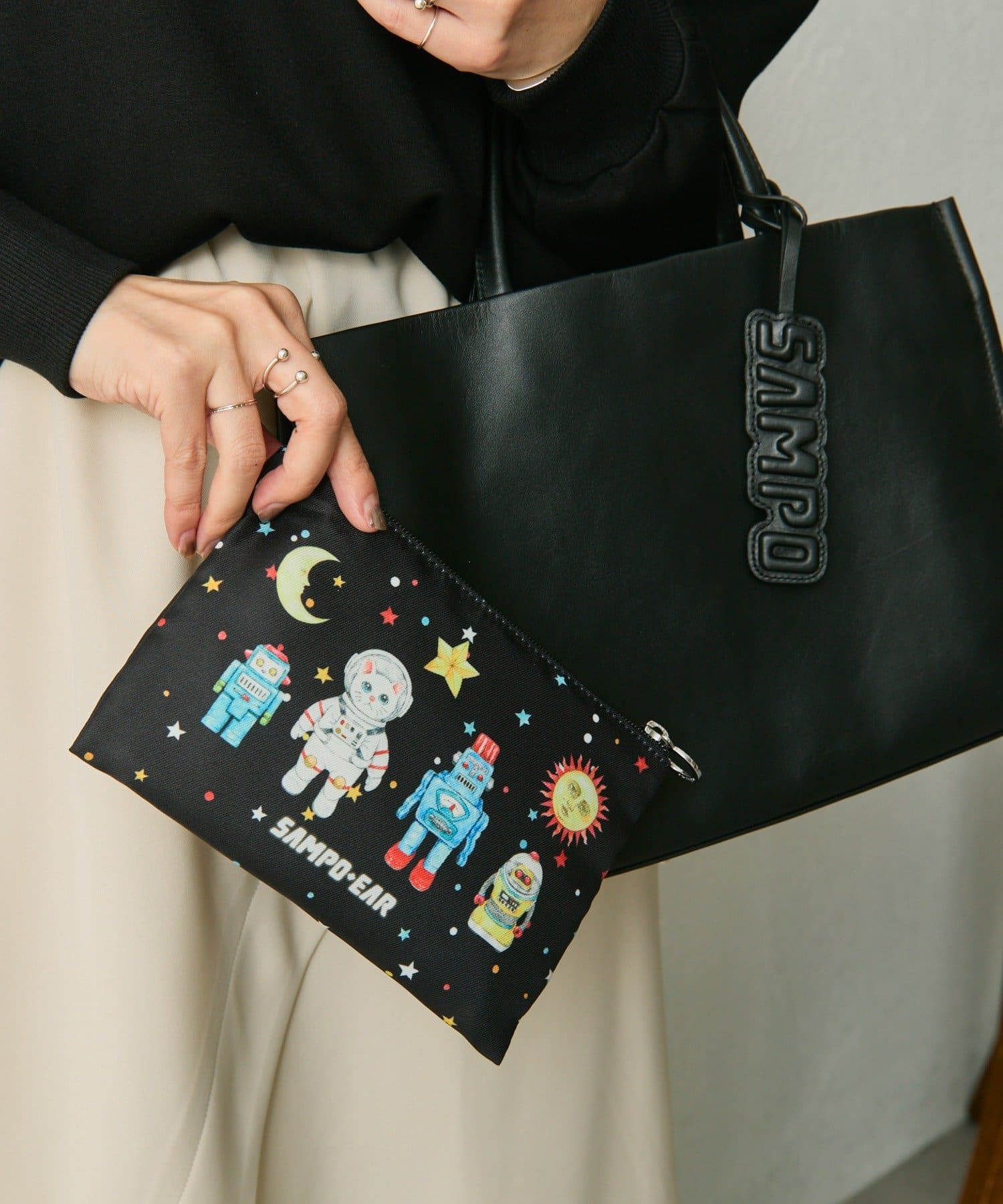 ear PAPILLONNER(イア パピヨネ) 《本革》sampo×earコラボ スペーストイレザースクエアトートバッグ