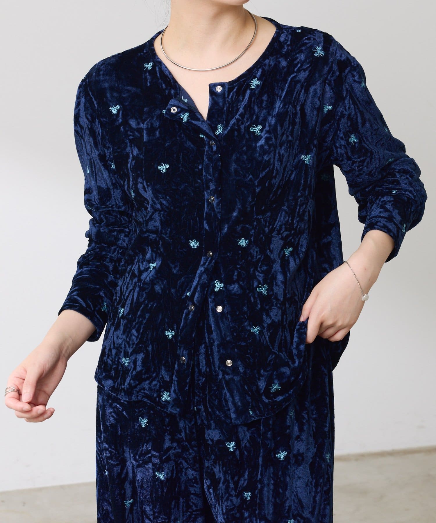 未使用　COLLAGE GALLARDAGALANTE  ベロアカットソー カセット服】刺繍ベロアカットソー | COLLAGE GALLARDAGALANTE