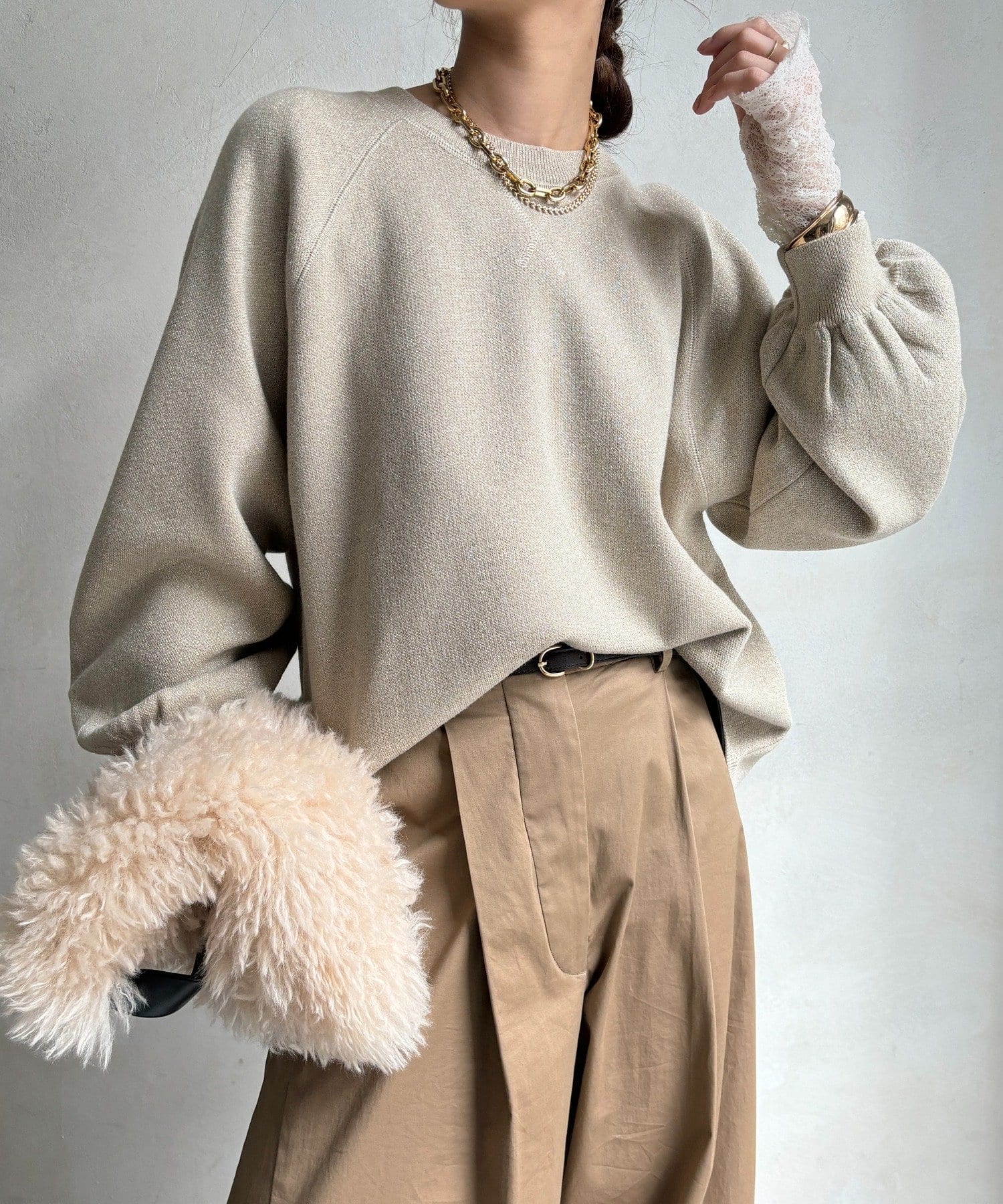 DOUDOU(ドゥドゥ) ラメニットプルオーバー