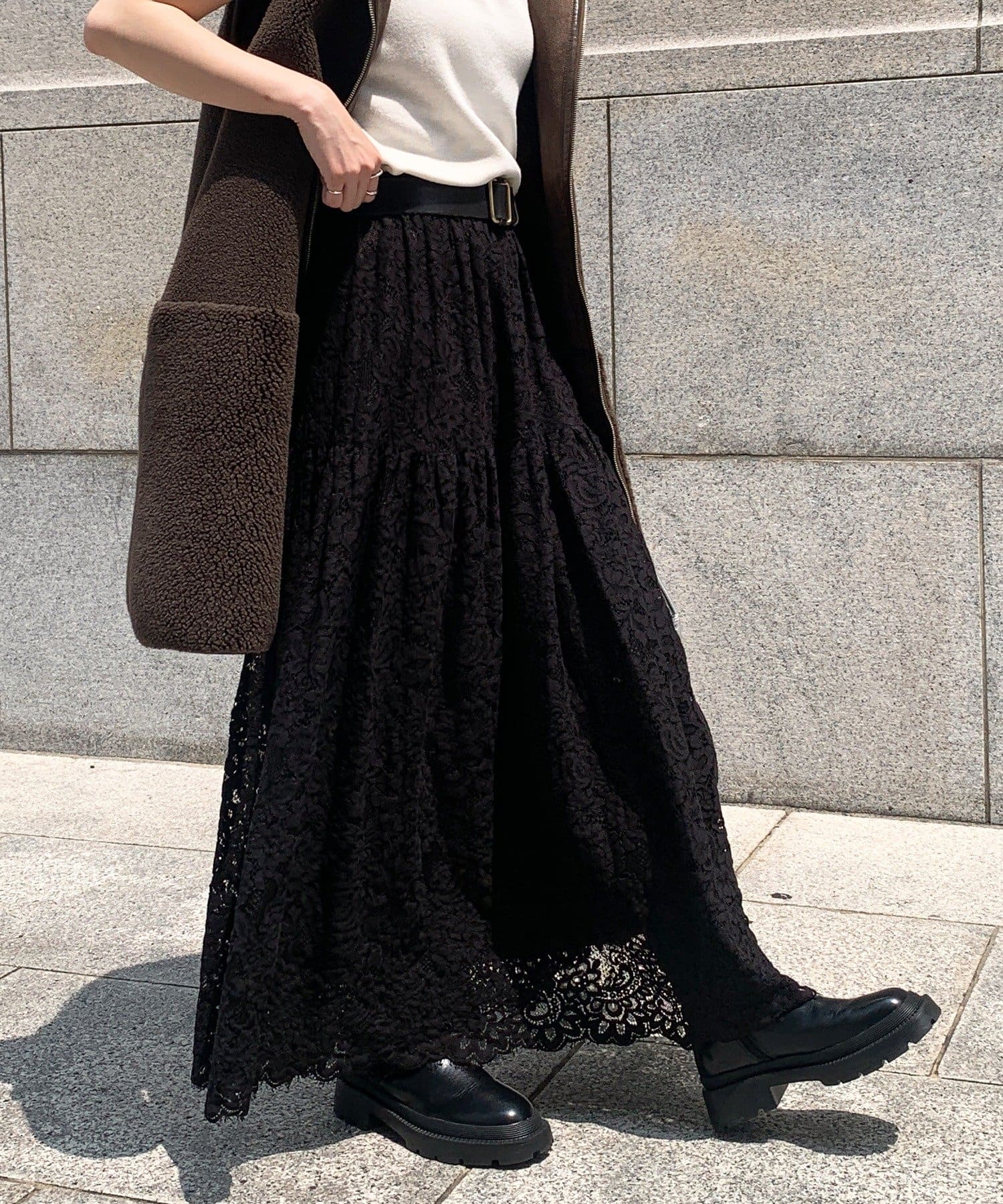 DOUDOU(ドゥドゥ) 【完売カラー再追加!/着映え◎】スカラレースフレアスカート