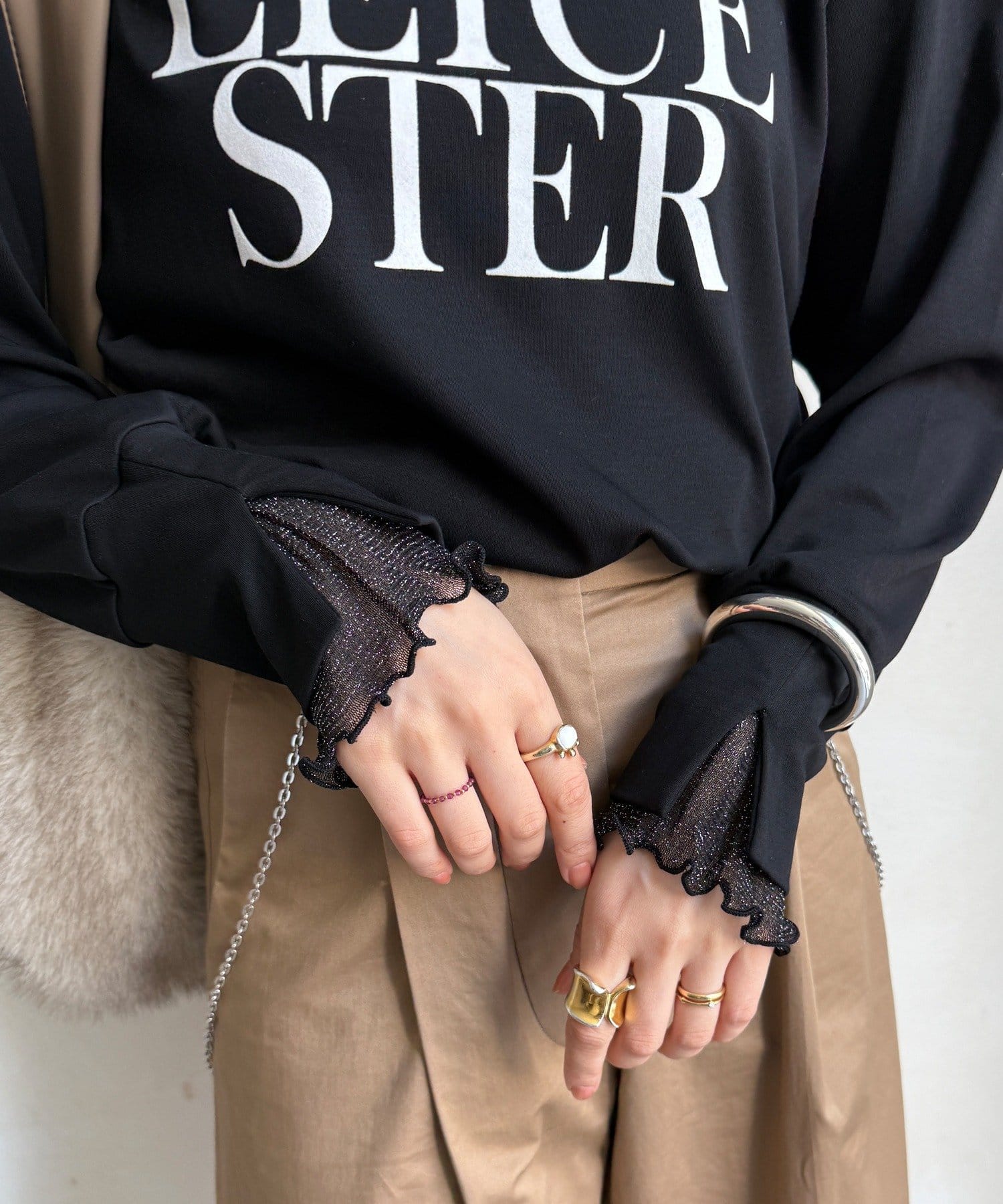 DOUDOU(ドゥドゥ) 【WEB限定】LEICESTERフロッキーレイヤードロンTEE