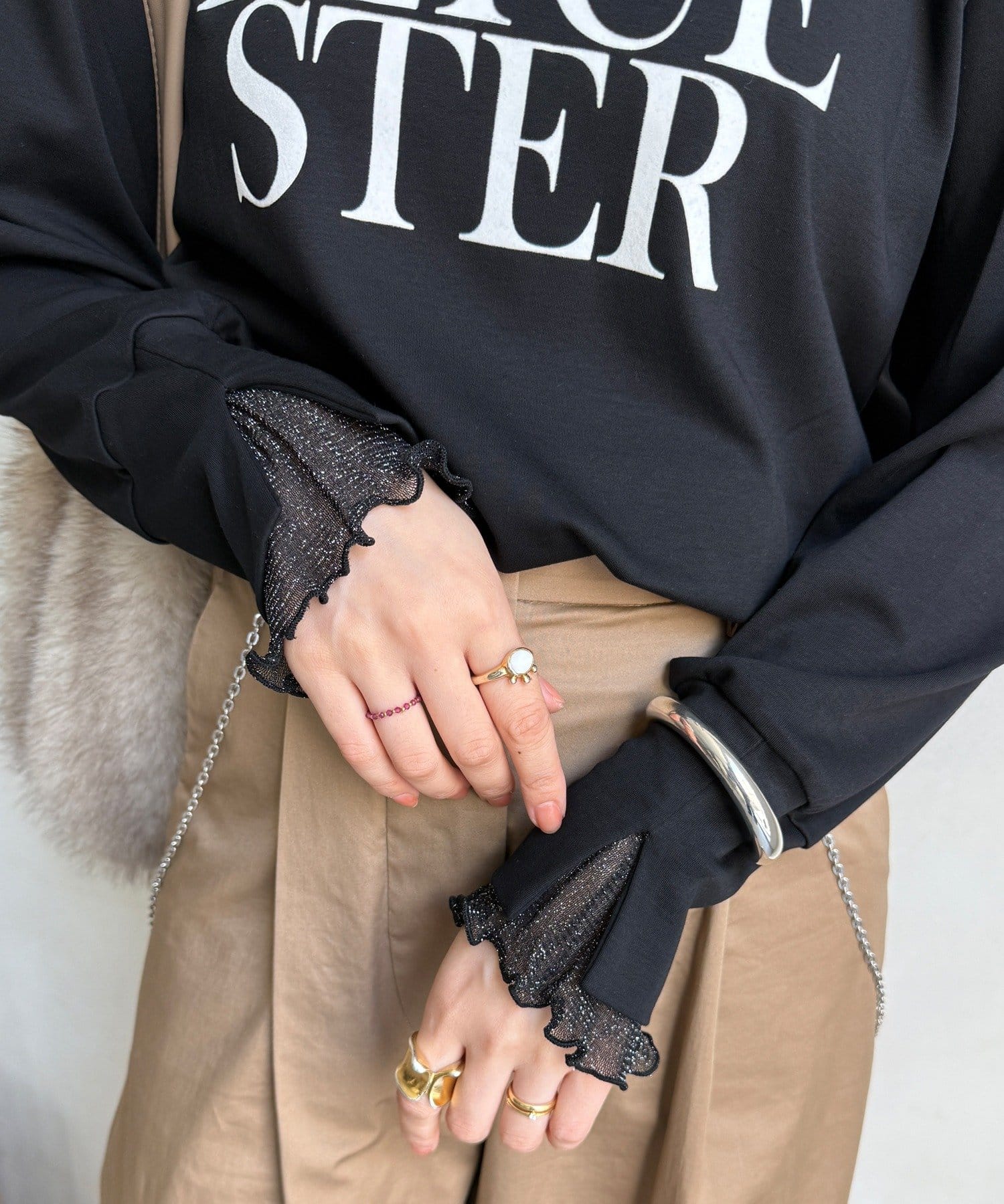 DOUDOU(ドゥドゥ) 【WEB限定】LEICESTERフロッキーレイヤードロンTEE
