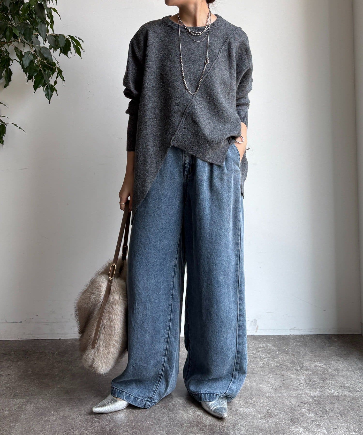 WEB限定】ステッチアシメドルマンニット | DOUDOU(ドゥドゥ