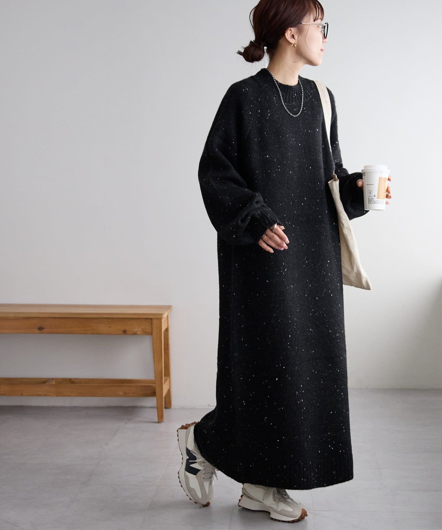 DISCOAT(ディスコート) 【楽ちんワンピ♪/6色展開/WEB限定】ラグランハイネックニットワンピース