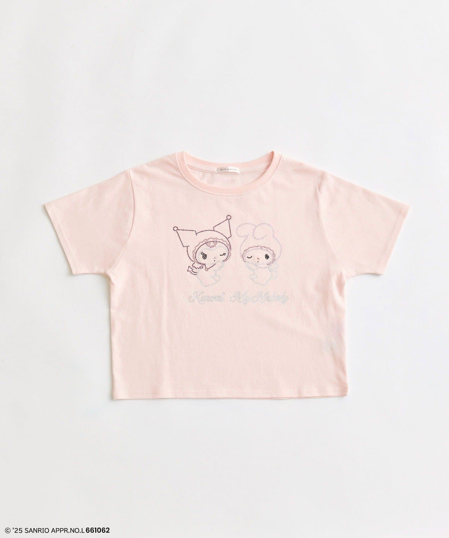 さりげないキラキラが映えるTシャツ■デザイン・きらきらしたマイメロディとクロミのラインストーンが施され、存在感抜群なTシャツ。・短め丈でどんなボトムにも合わせやすく、インせずに着てももたつかずすっきり