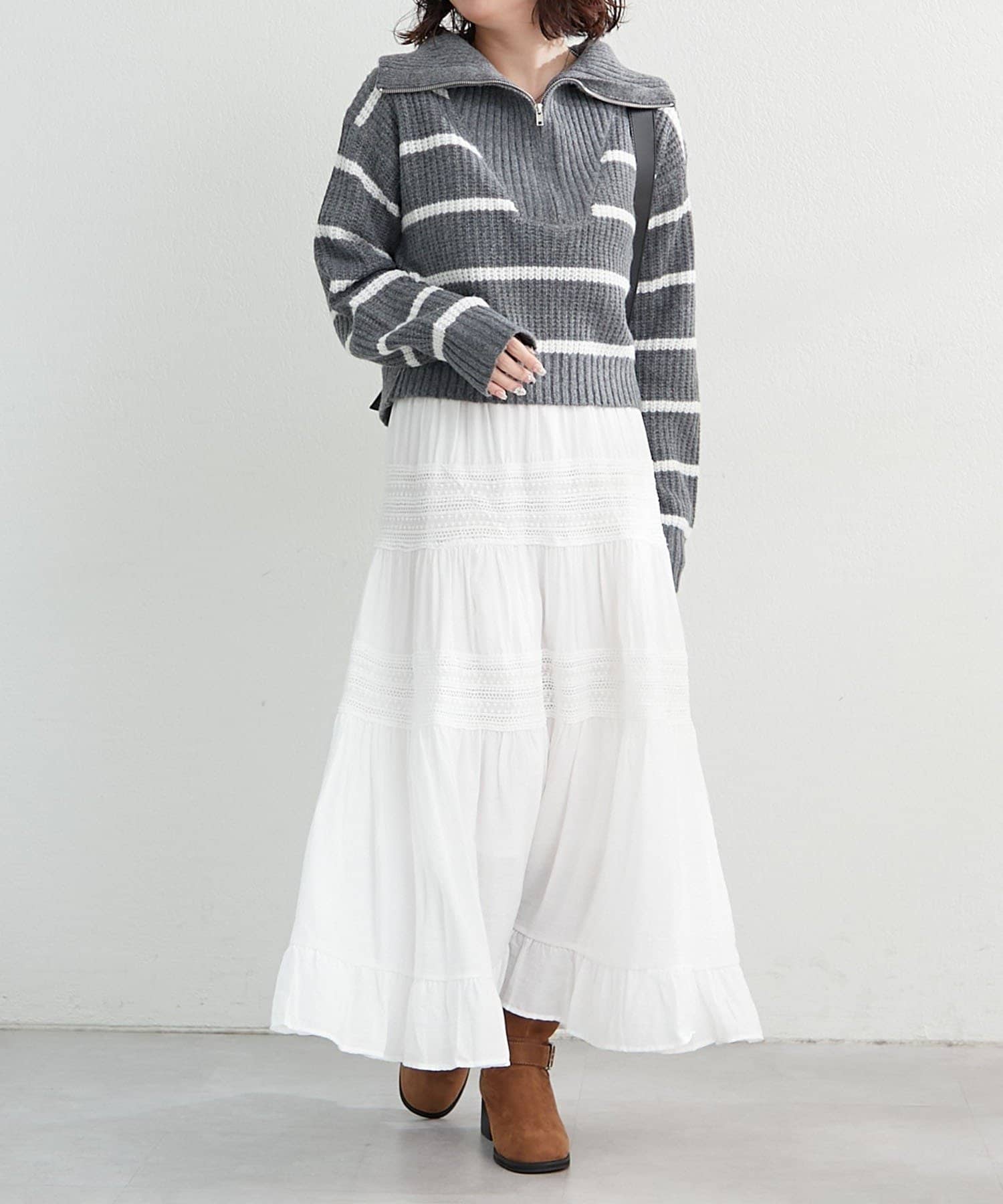 NICE CLAUP / OLIVE des OLIVE OUTLET(ナイスクラップ  / オリーブ デ オリーブ アウトレット) 【RMAF】ハーフZIPニット