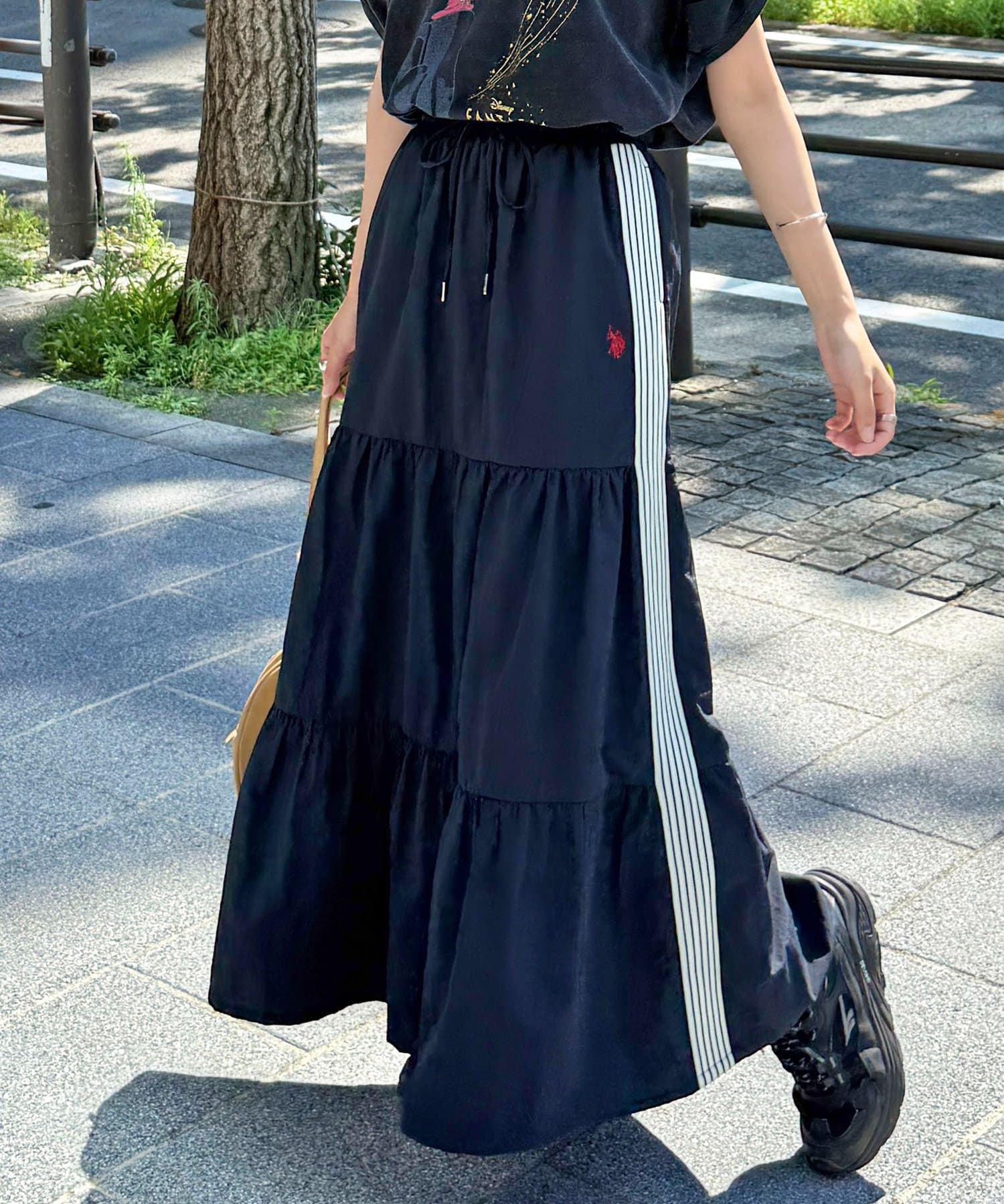 CPCM(シーピーシーエム) 【U.S. POLO ASSN. 】ナイロンティアードスカート