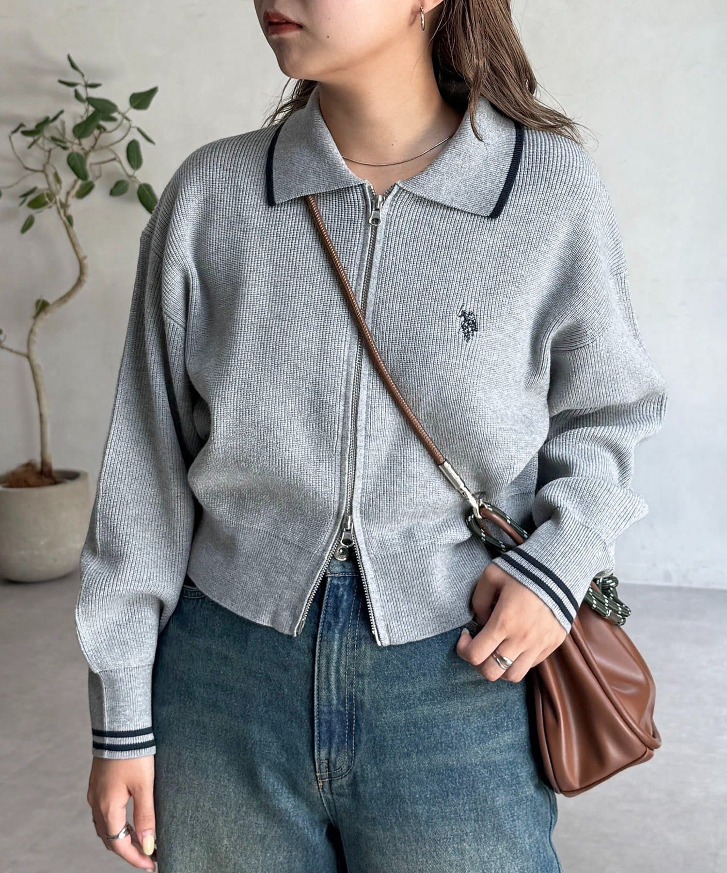 CPCM(シーピーシーエム) 【U.S. POLO ASSN.】襟付きジップカーディガン