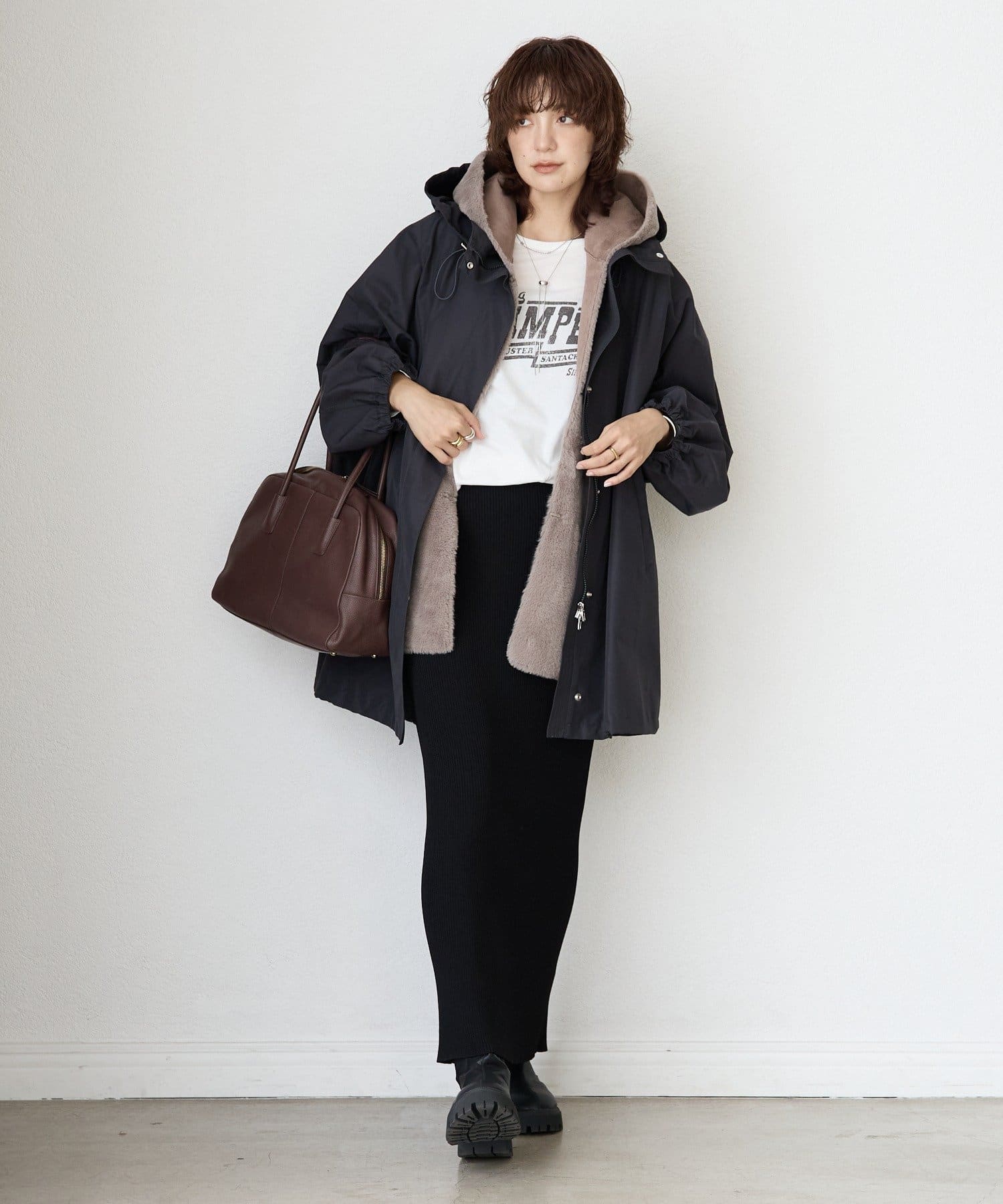 RIVE DROITE ボルドー　ロングコート CLASSY.1月号掲載】WoolRever ロングコート （トレンチコート