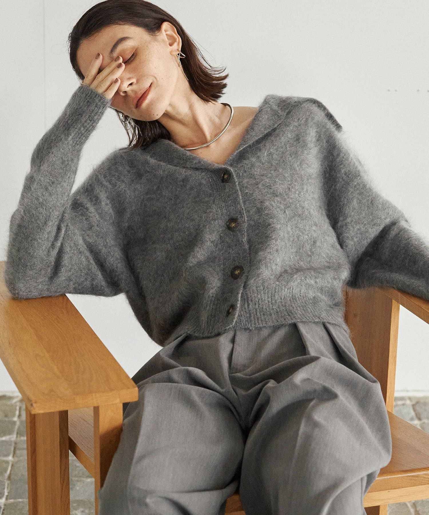 CAPRICIEUX LE'MAGE(カプリシュレマージュ) 【上質な着心地】WOOL100ミンクタッチカーディガン
