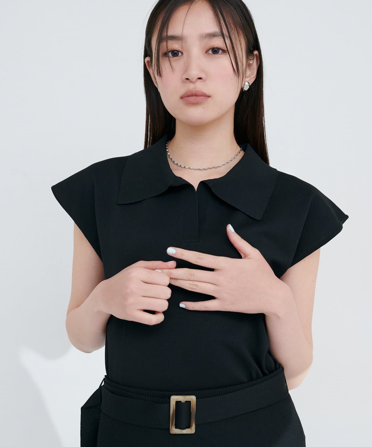 NICE CLAUP / OLIVE des OLIVE OUTLET(ナイスクラップ  / オリーブ デ オリーブ アウトレット) 【natural couture】セットアップ対応ニットポロトップス