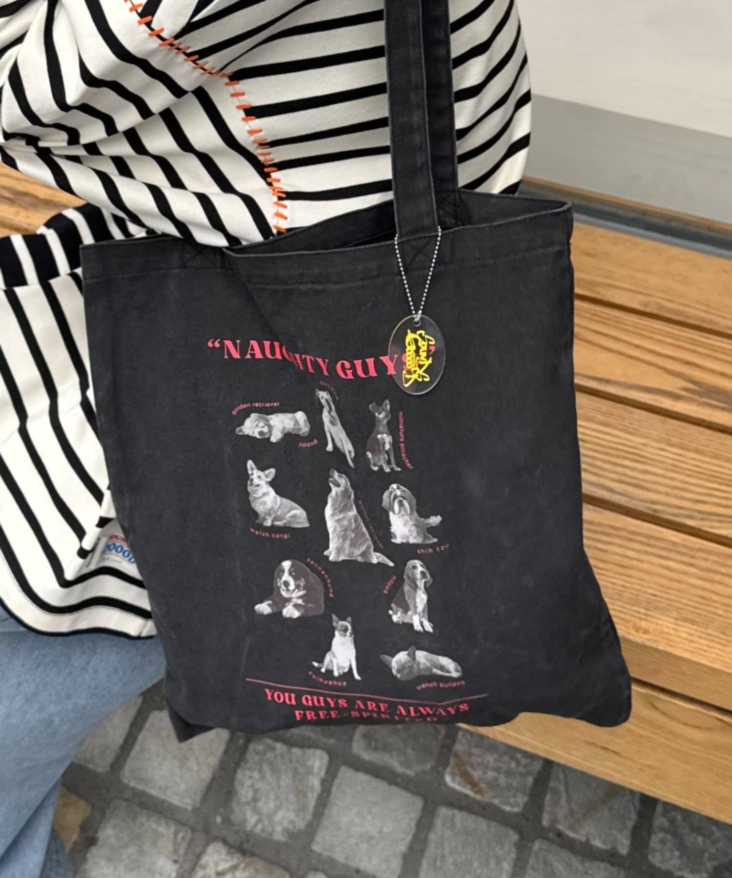 SOUNDSGOOOOD】犬プリントチャーム付きトートバッグ | CIAOPANIC