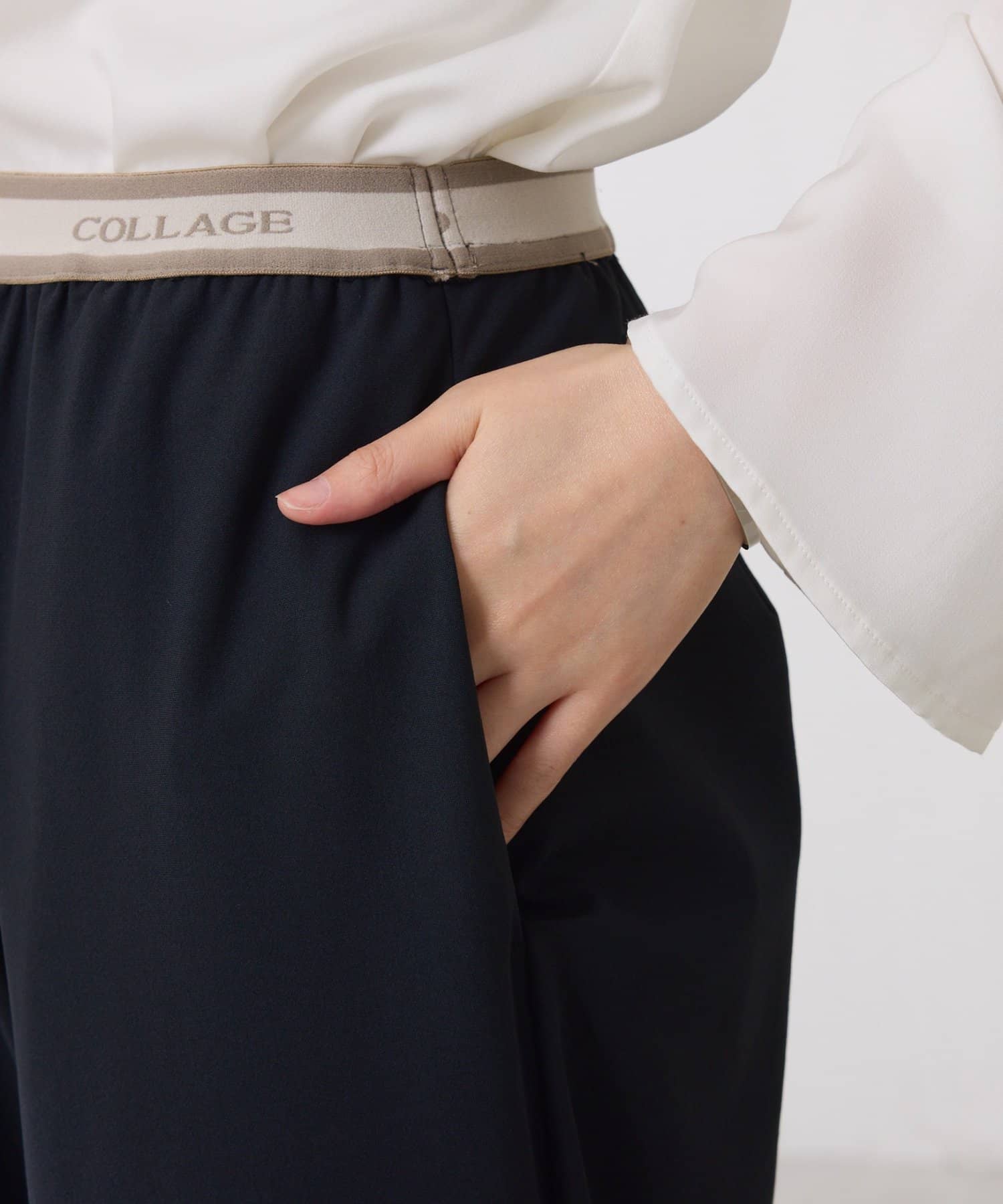 COLLAGE GALLARDAGALANTE(コラージュ ガリャルダガランテ) 【人気デザイン/ウエスト総ゴム】ロゴベルトトリコットパンツ