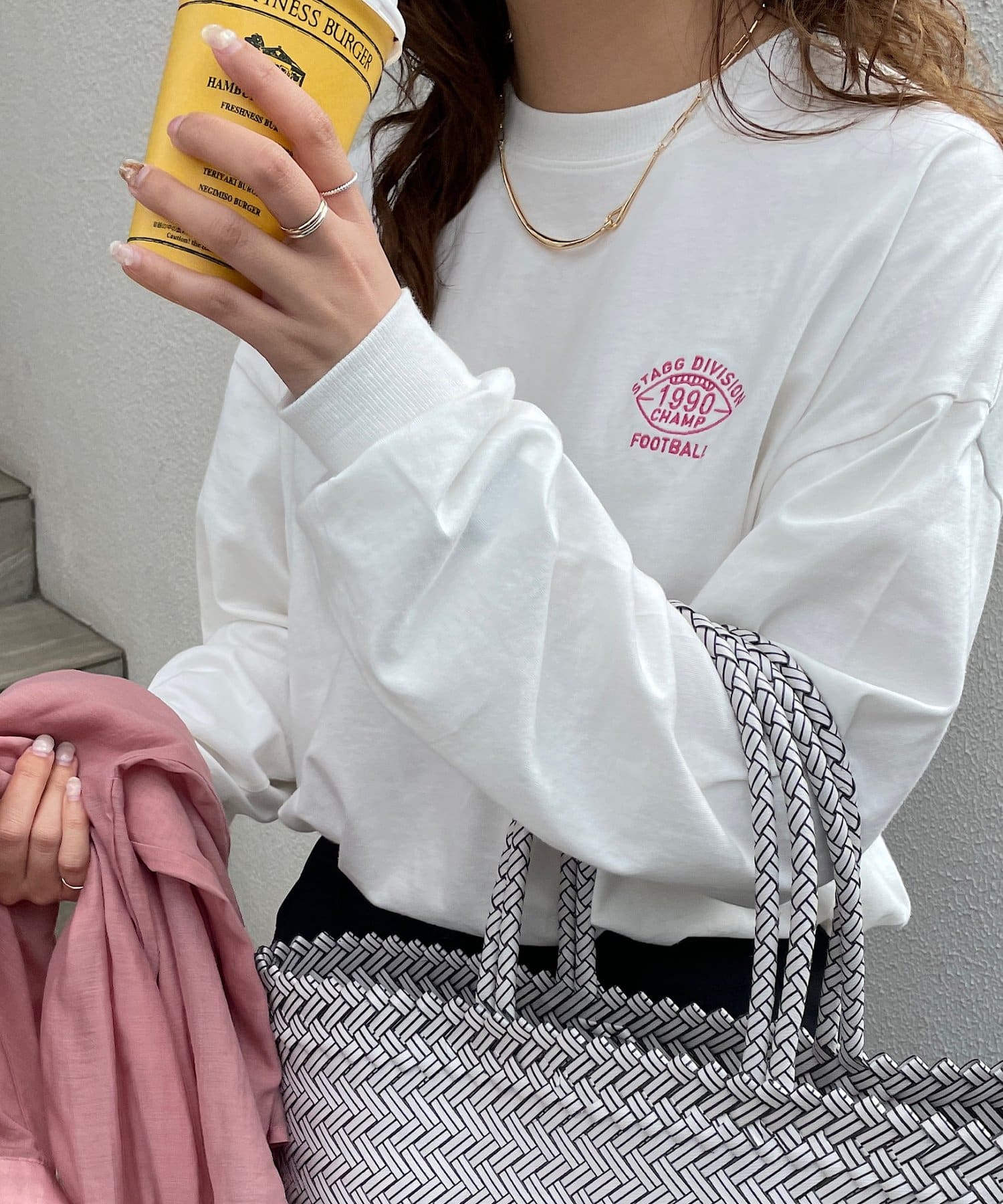 DISCOAT(ディスコート) 【WEB限定】ワンポイント刺繍ビッグロングTシャツ