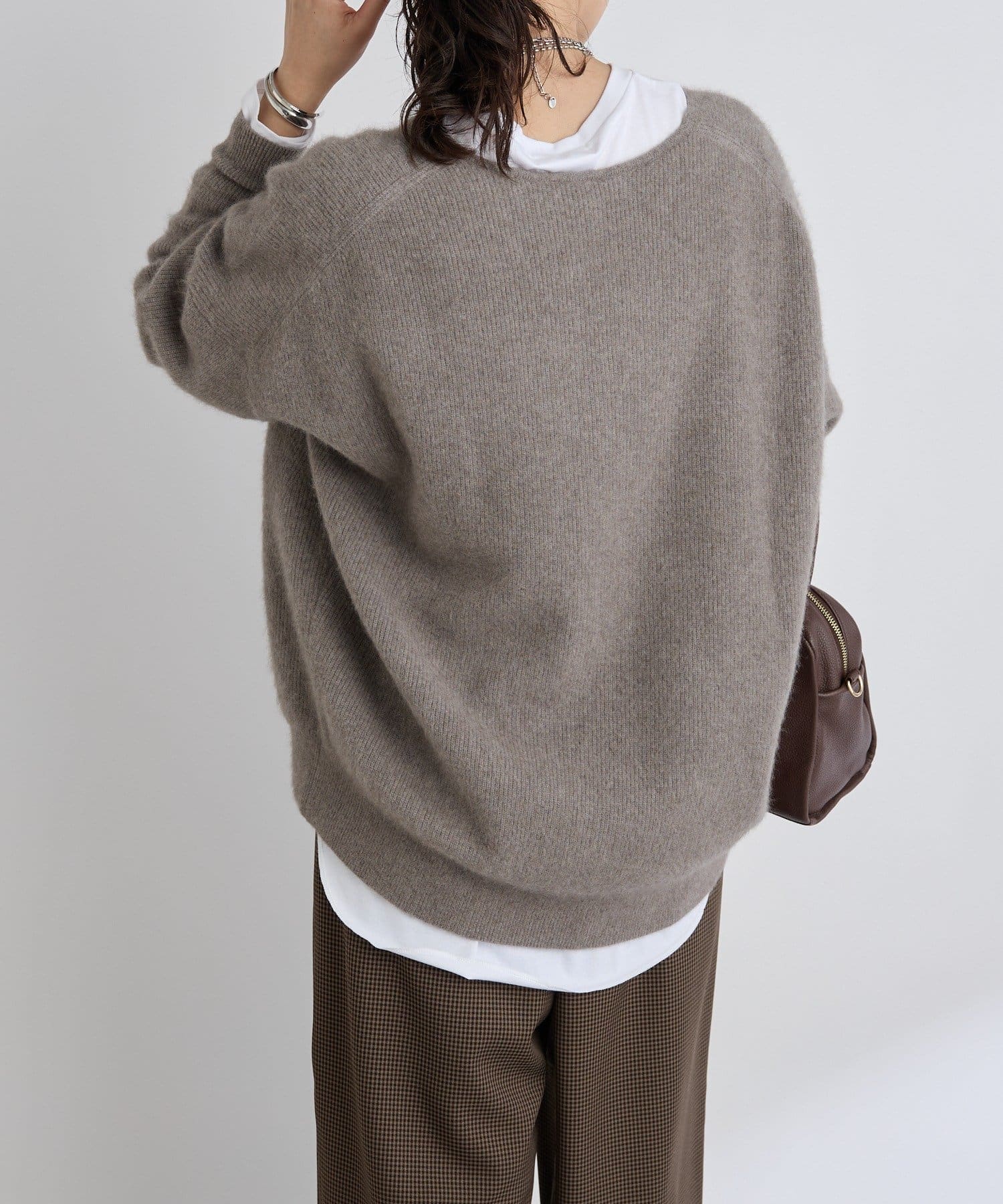 RIVE DROITE(リヴドロワ) 予約【抜け感シルエット】ヘアリーウール片畦Vネックニット