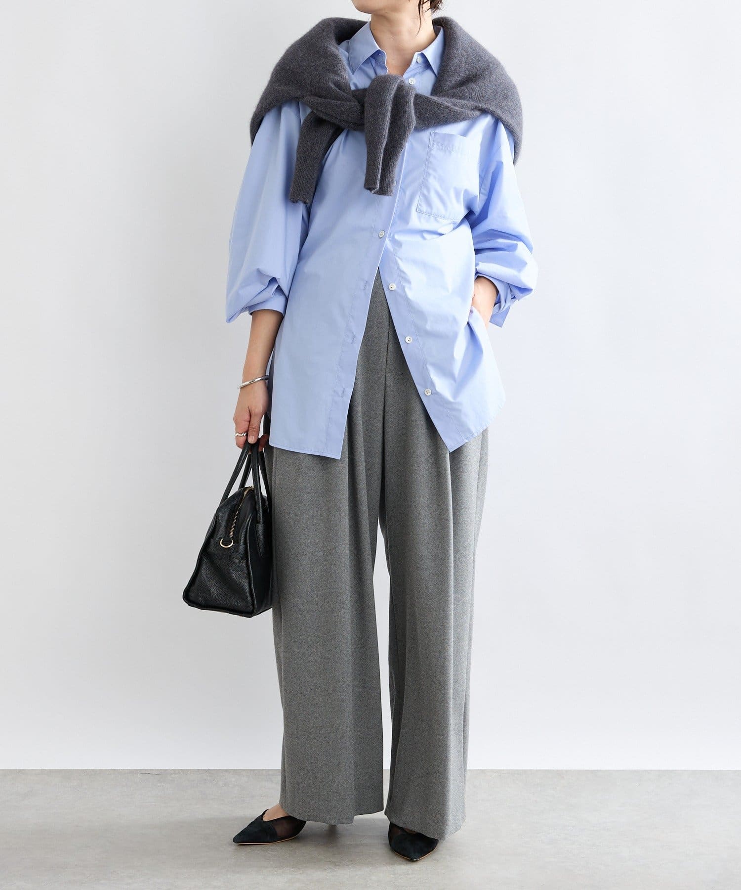 RIVE DROITE(リヴドロワ) 【6色展開/名品/柔らかな風合い】ヘアリーウール片畦Vネックニット