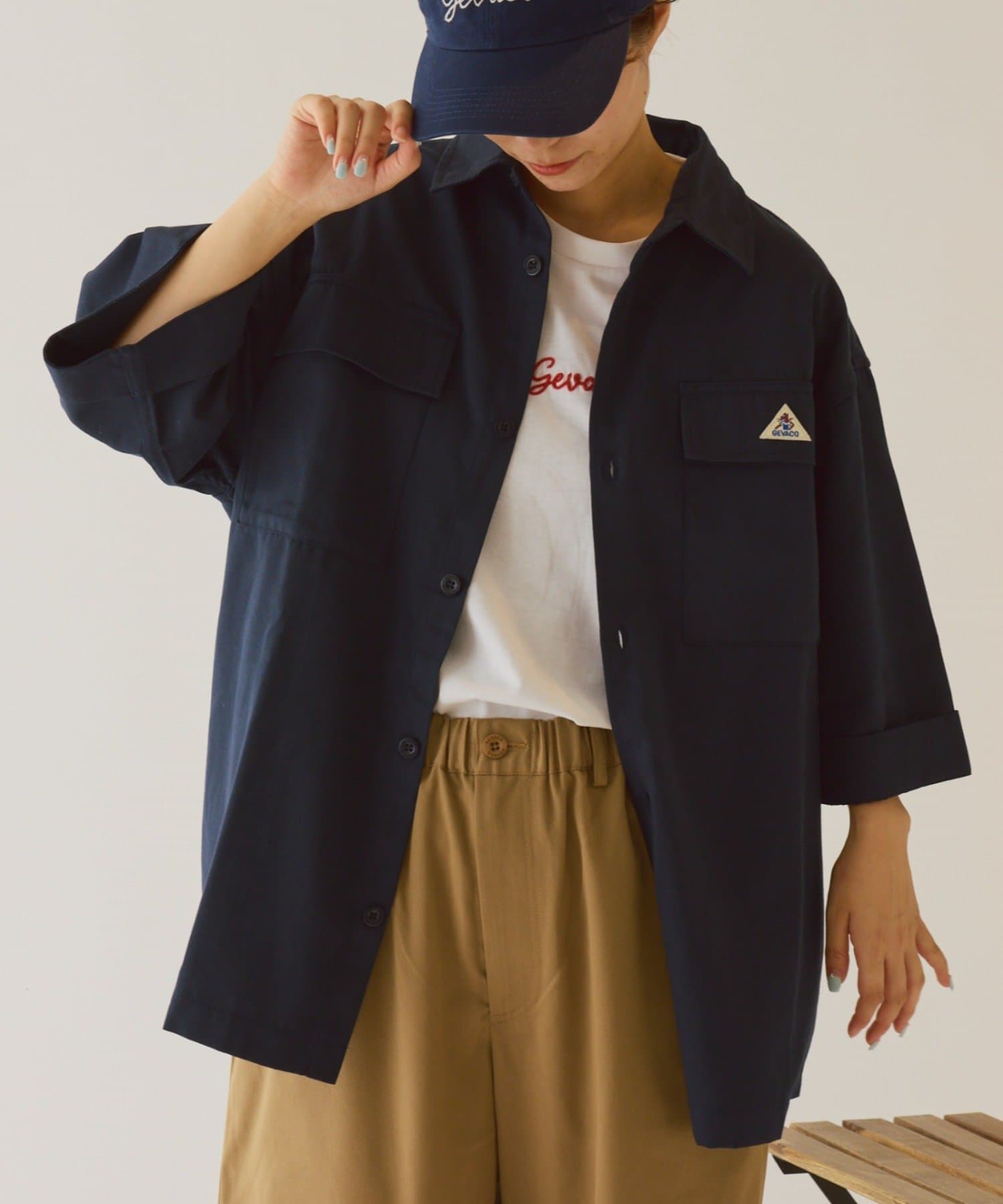 CIAOPANIC TYPY(チャオパニックティピー) 【GEVACO】ボクシーハーフスリーブワークシャツ