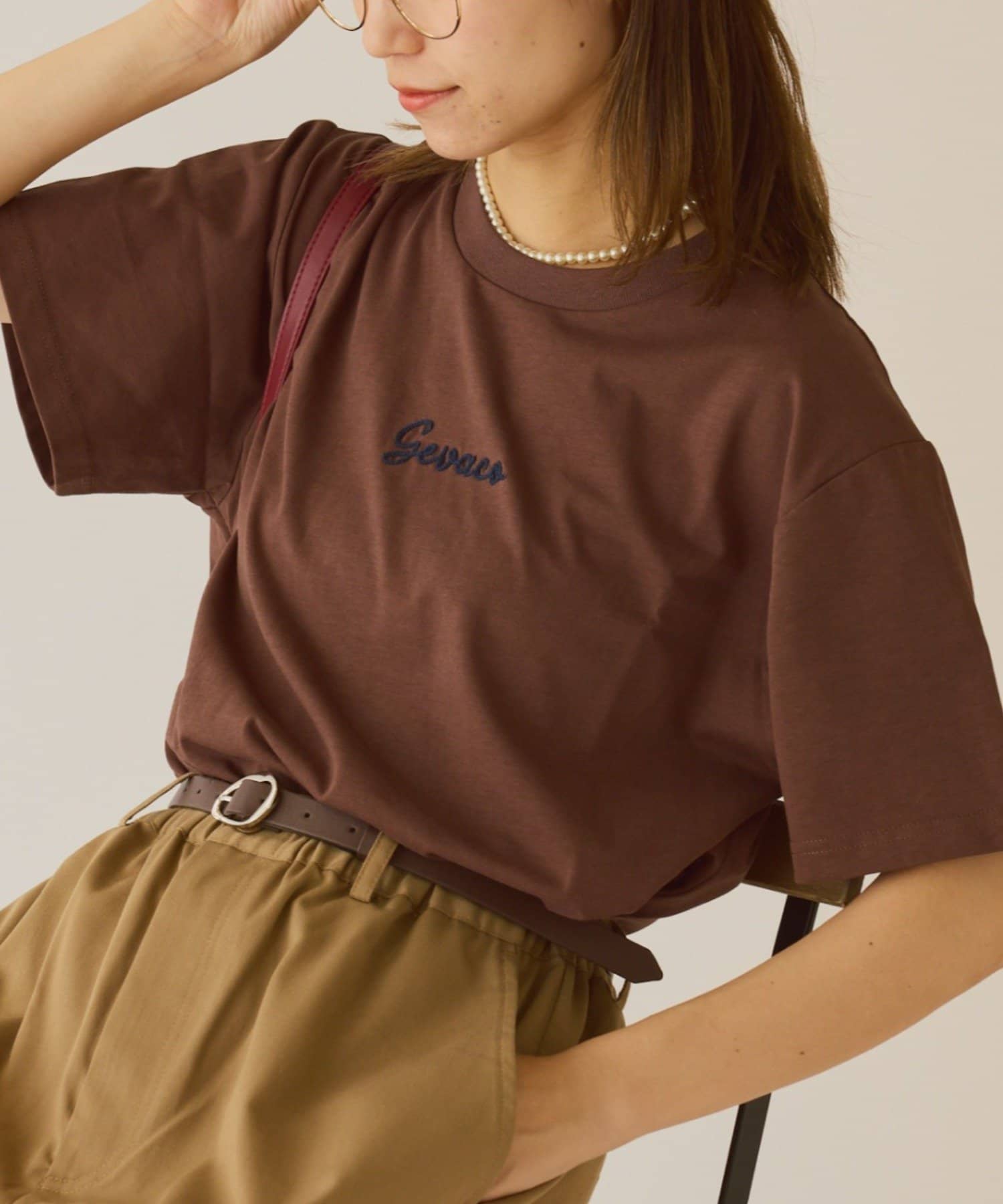 CIAOPANIC TYPY(チャオパニックティピー) 【GEVACO】ワンポイントロゴチェーン刺繍半袖Tシャツ