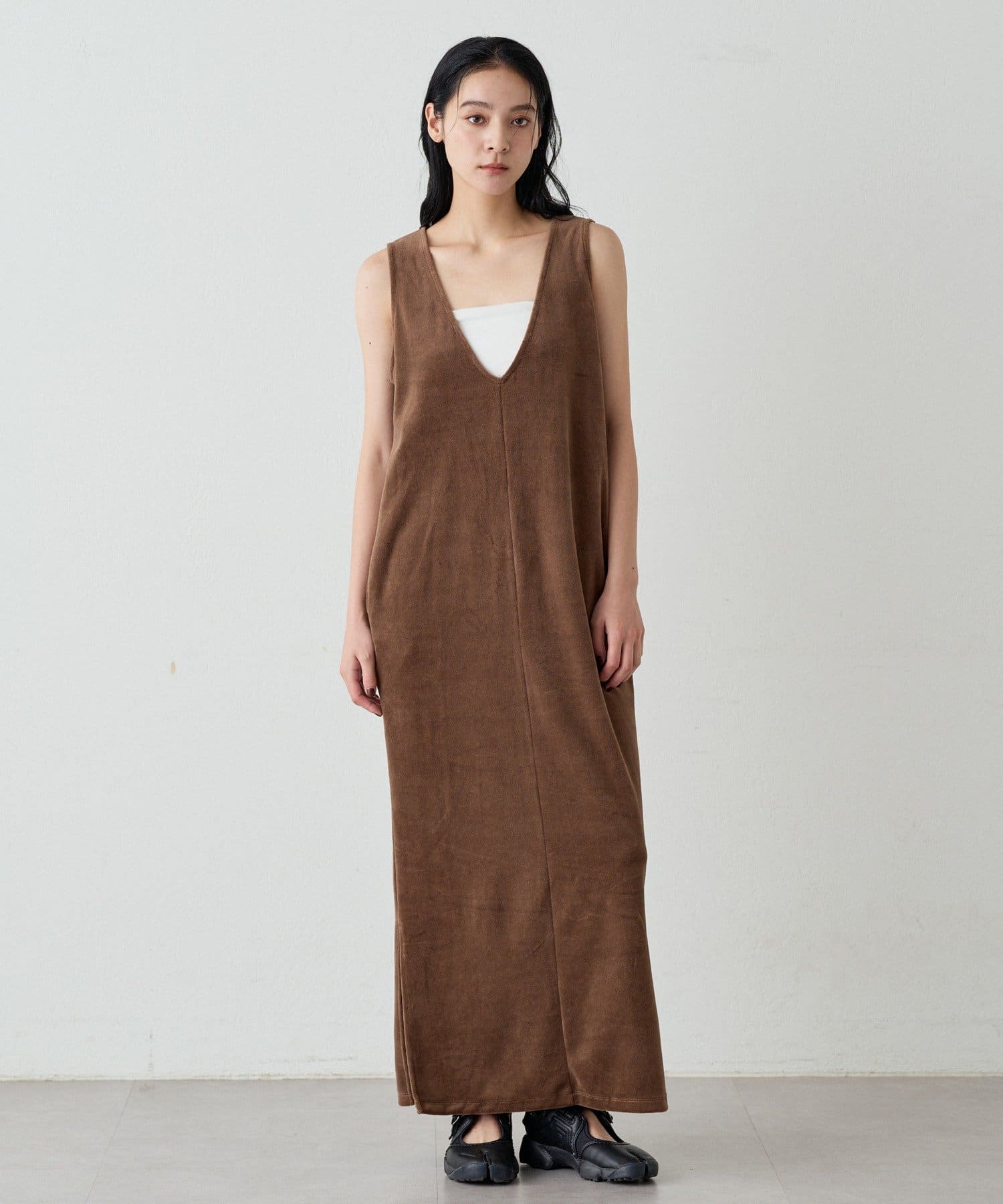 earthy_(アーシー) コットンベロアVネックジャンスカ