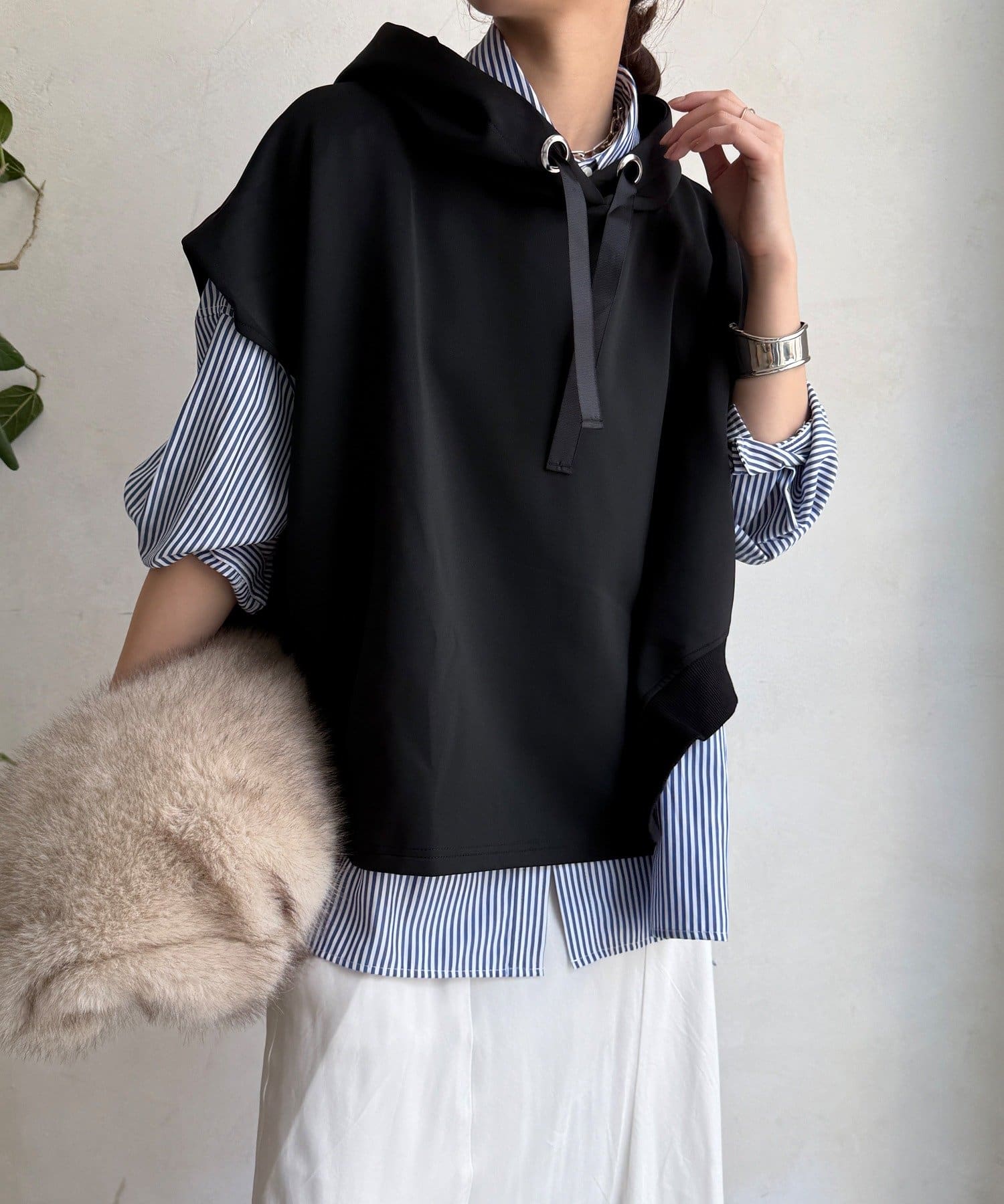 DOUDOU(ドゥドゥ) 【WEB限定】ジャージーフーディープルオーバー