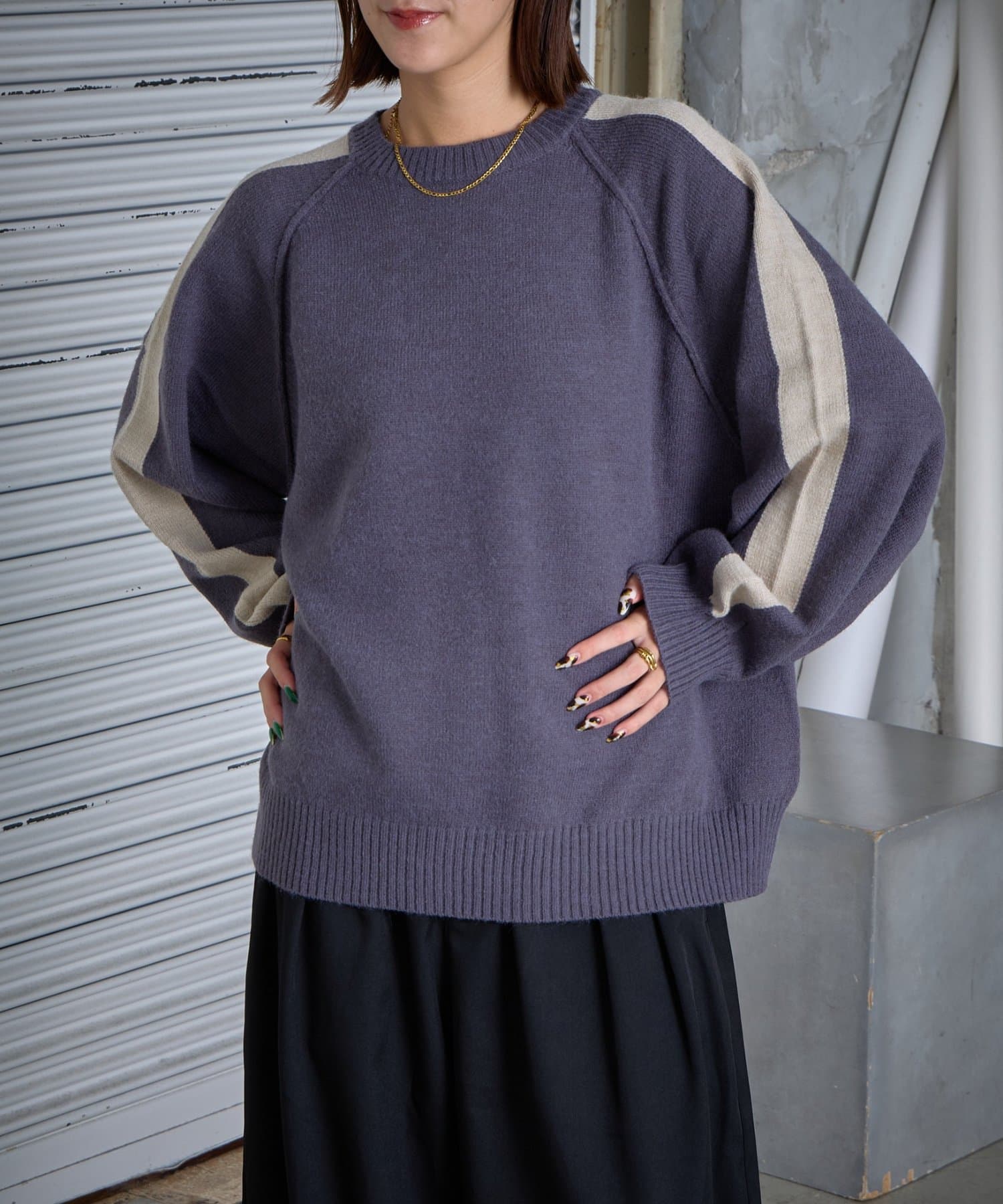 -goocy-(グーシー) カシミヤタッチ配色プルオーバー