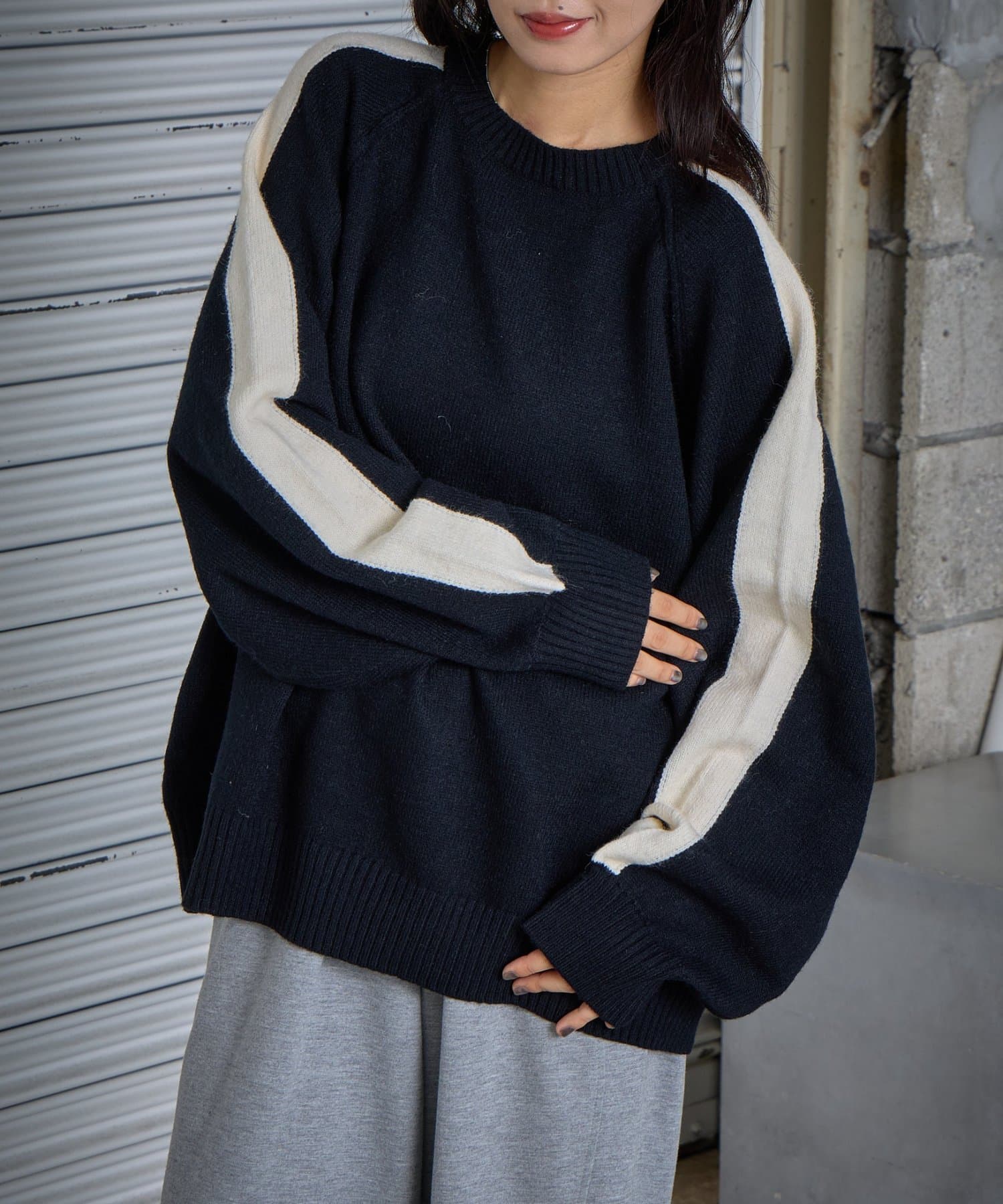 -goocy-(グーシー) カシミヤタッチ配色プルオーバー