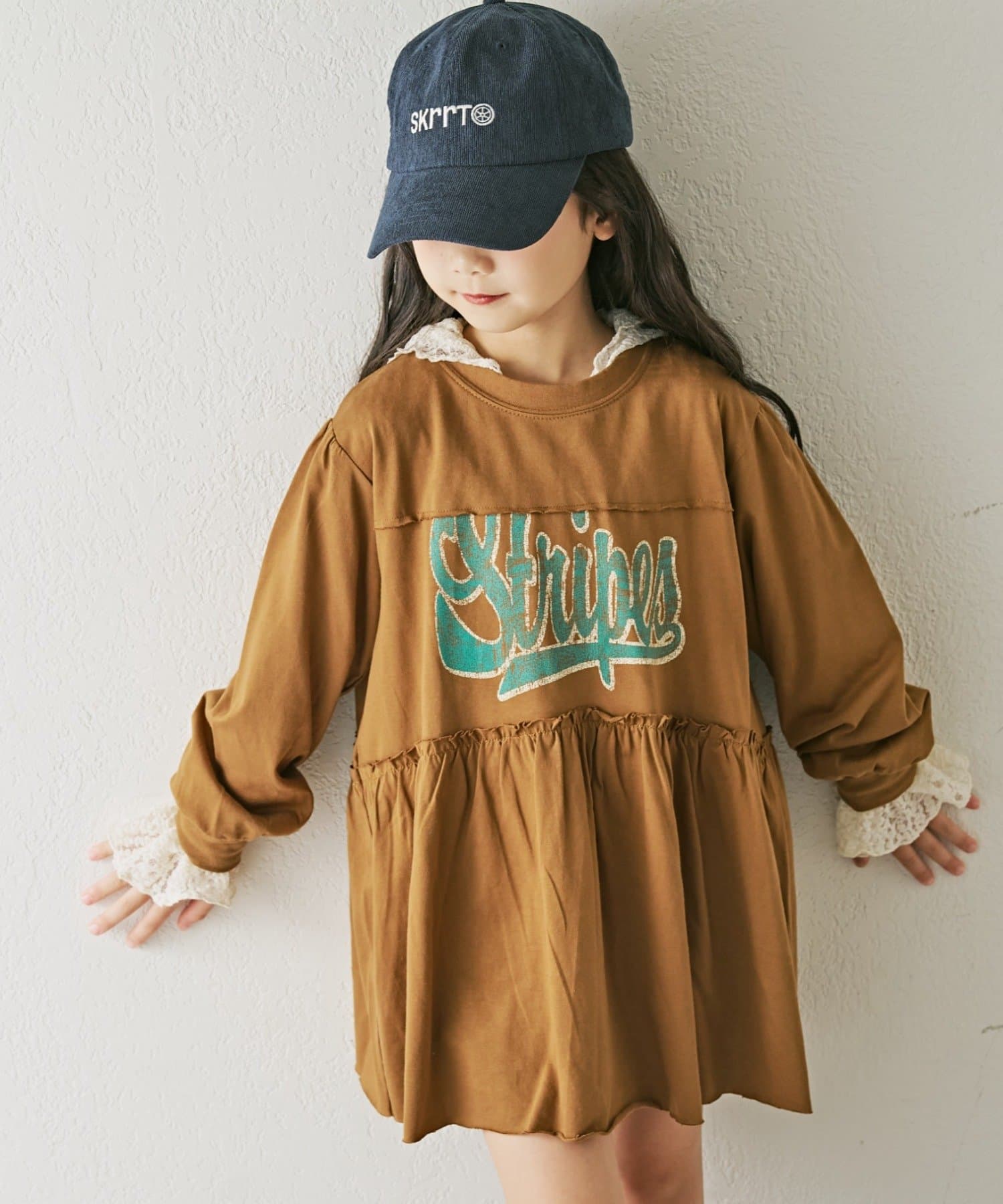 CIAOPANIC TYPY(チャオパニックティピー) 【KIDS】かすれロゴ長袖チュニックミニワンピ
