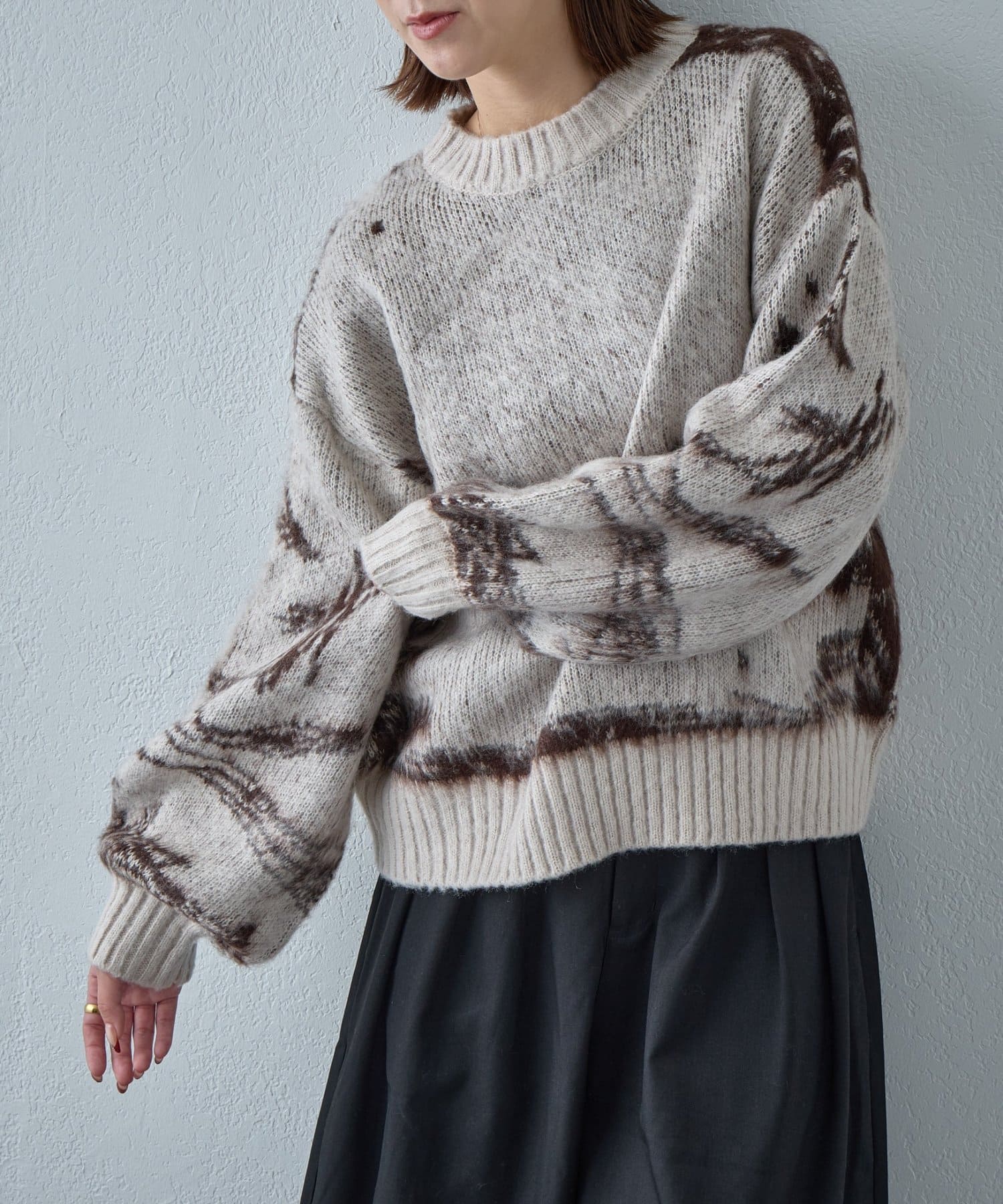 -goocy-(グーシー) ニュアンス柄強起毛加工プルオーバー