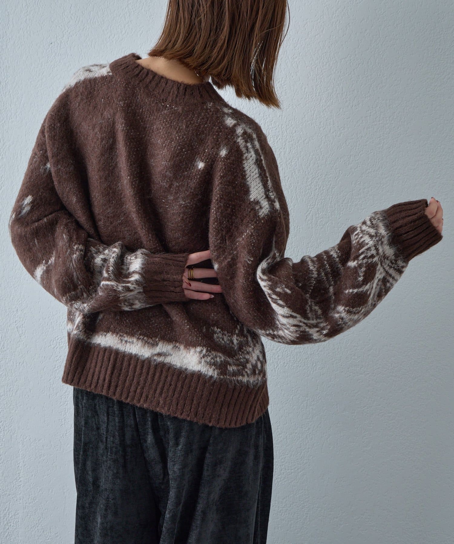 -goocy-(グーシー) ニュアンス柄強起毛加工プルオーバー