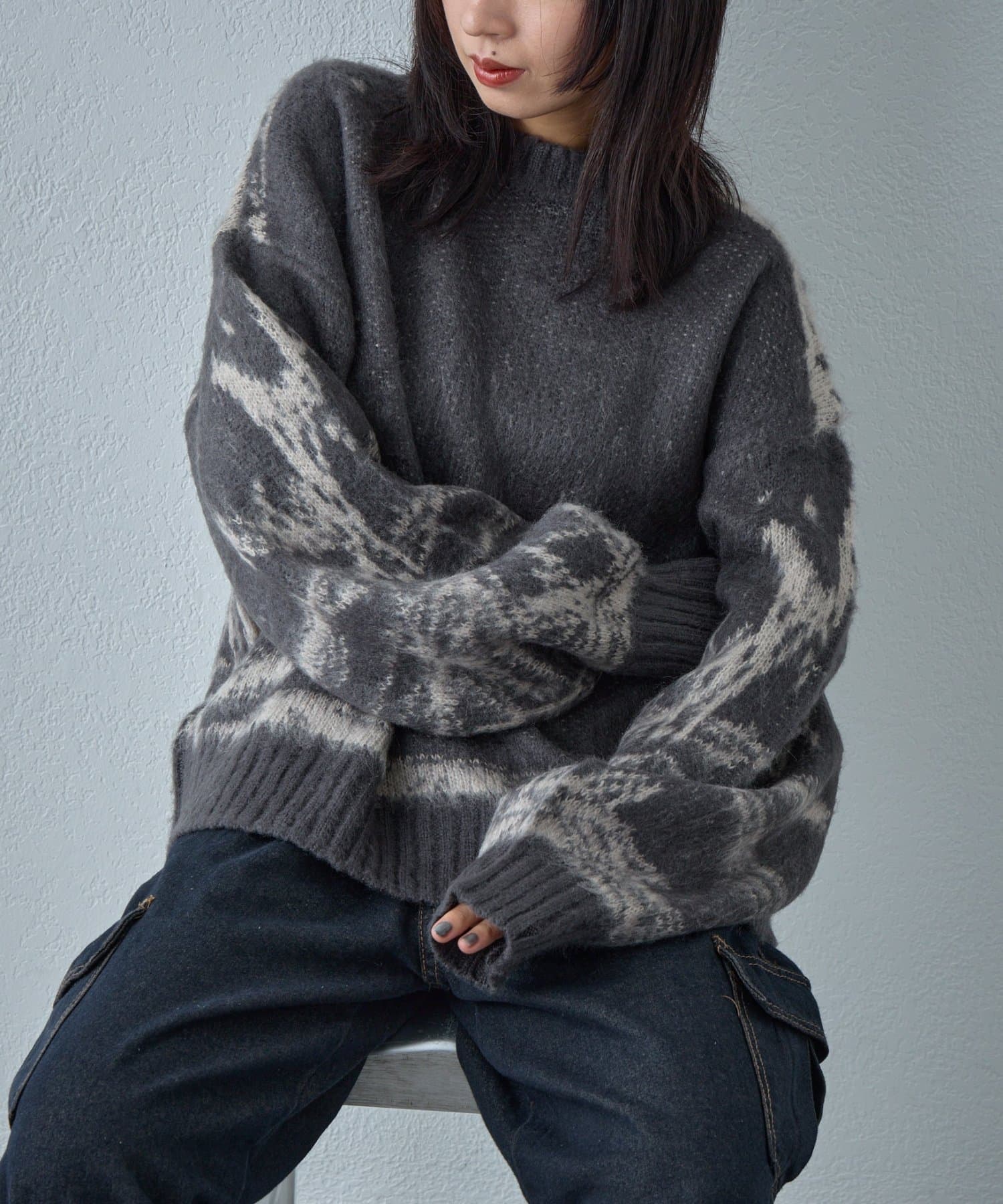 -goocy-(グーシー) ニュアンス柄強起毛加工プルオーバー