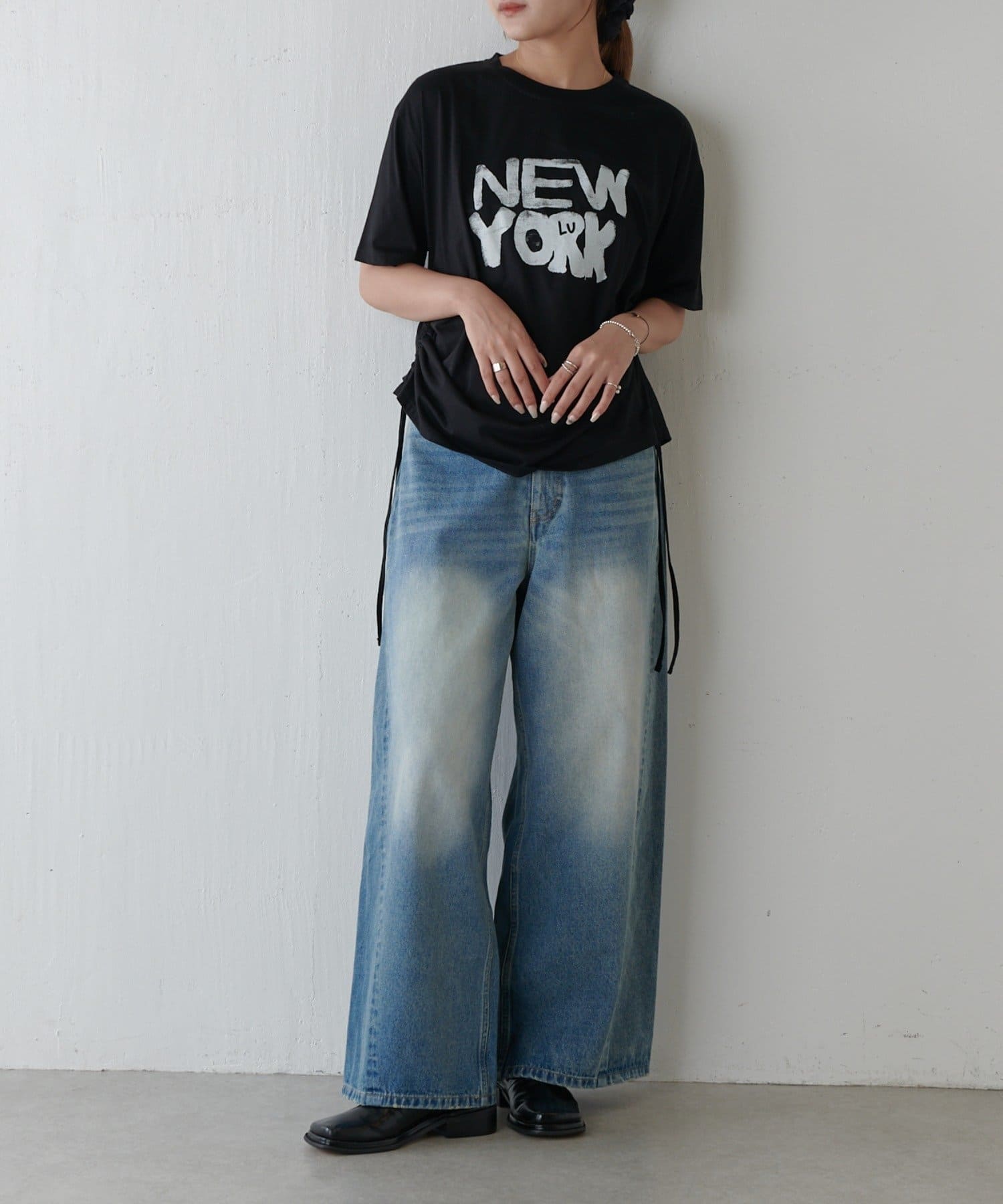 Lui's(ルイス) シルケットロゴプリントドロスドT