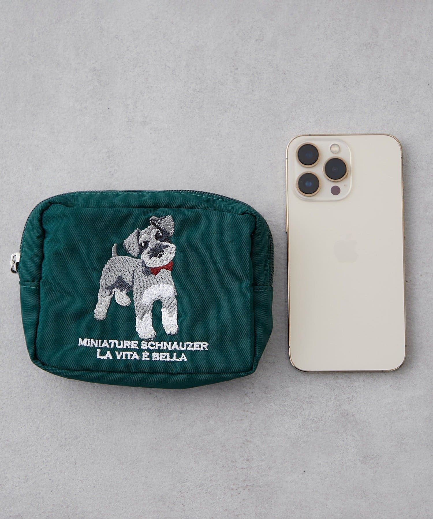 トイプーリボン付き中トート♡マルチーズ持ち手付き涙タイプフラットポーチの2点 Linen la vie(リネン ラ・ヴィ)：犬柄 コットンリネンシリーズ